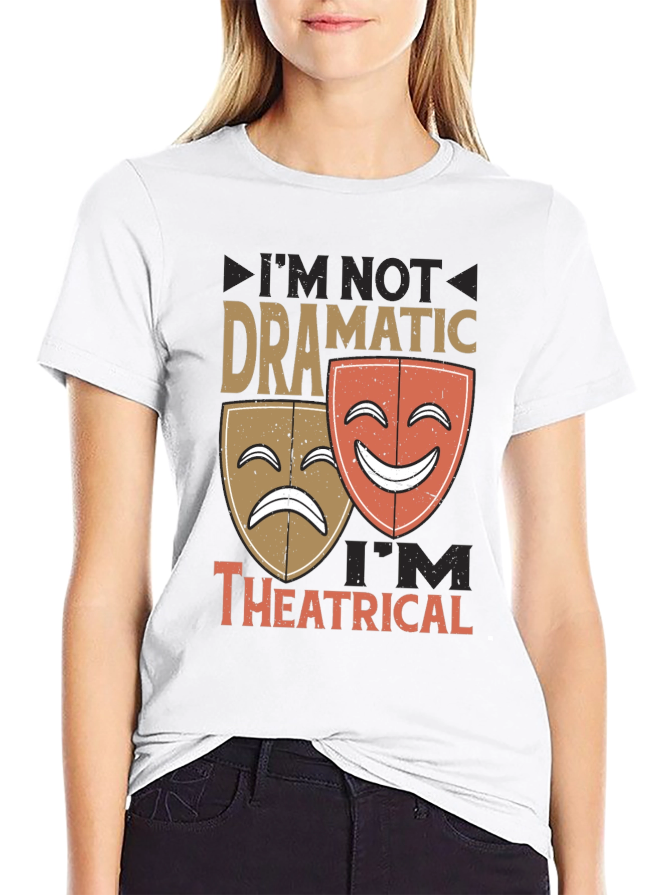 Black Dramatic vs. Theatrical Graphic T-Shirt view 9