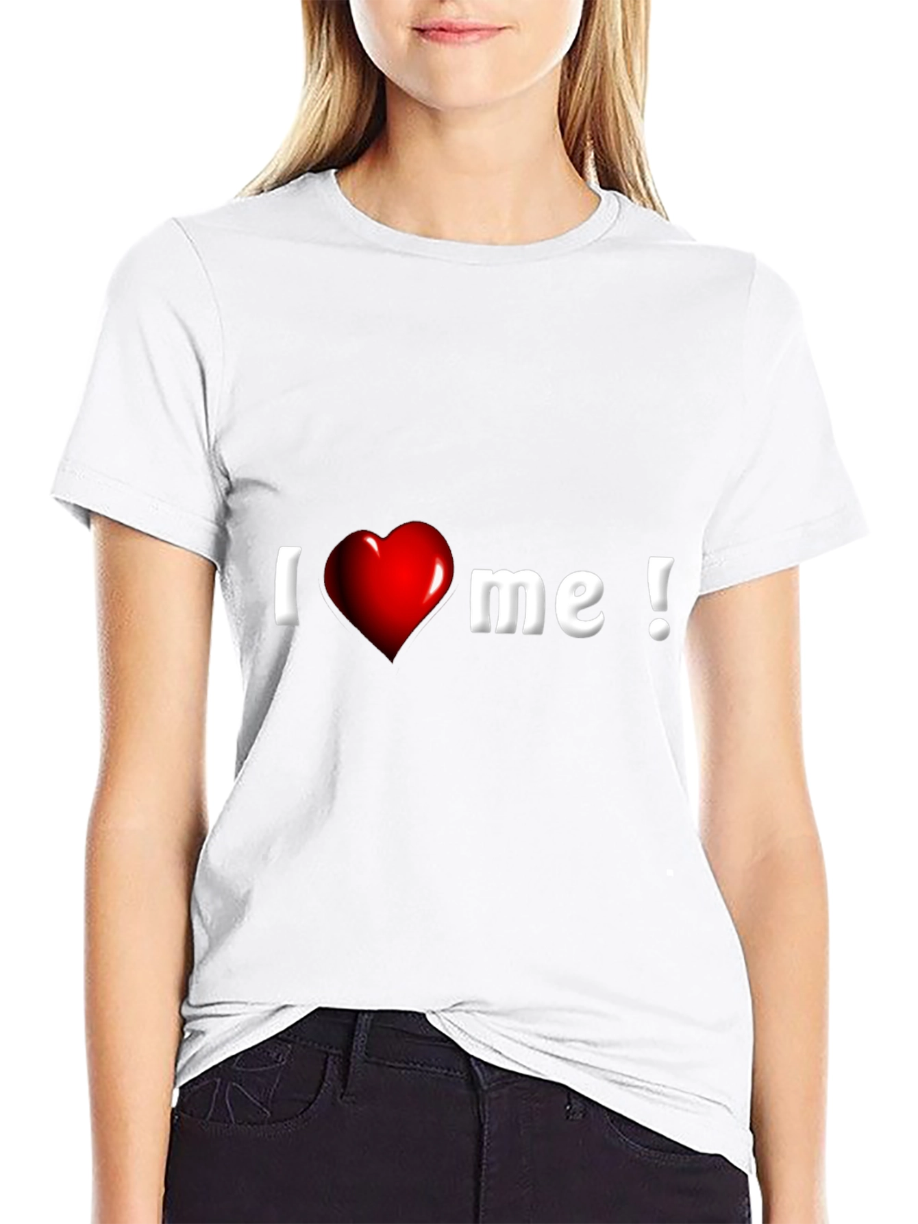 Black I Heart Me Graphic Tee - Black Cotton Blend view 9