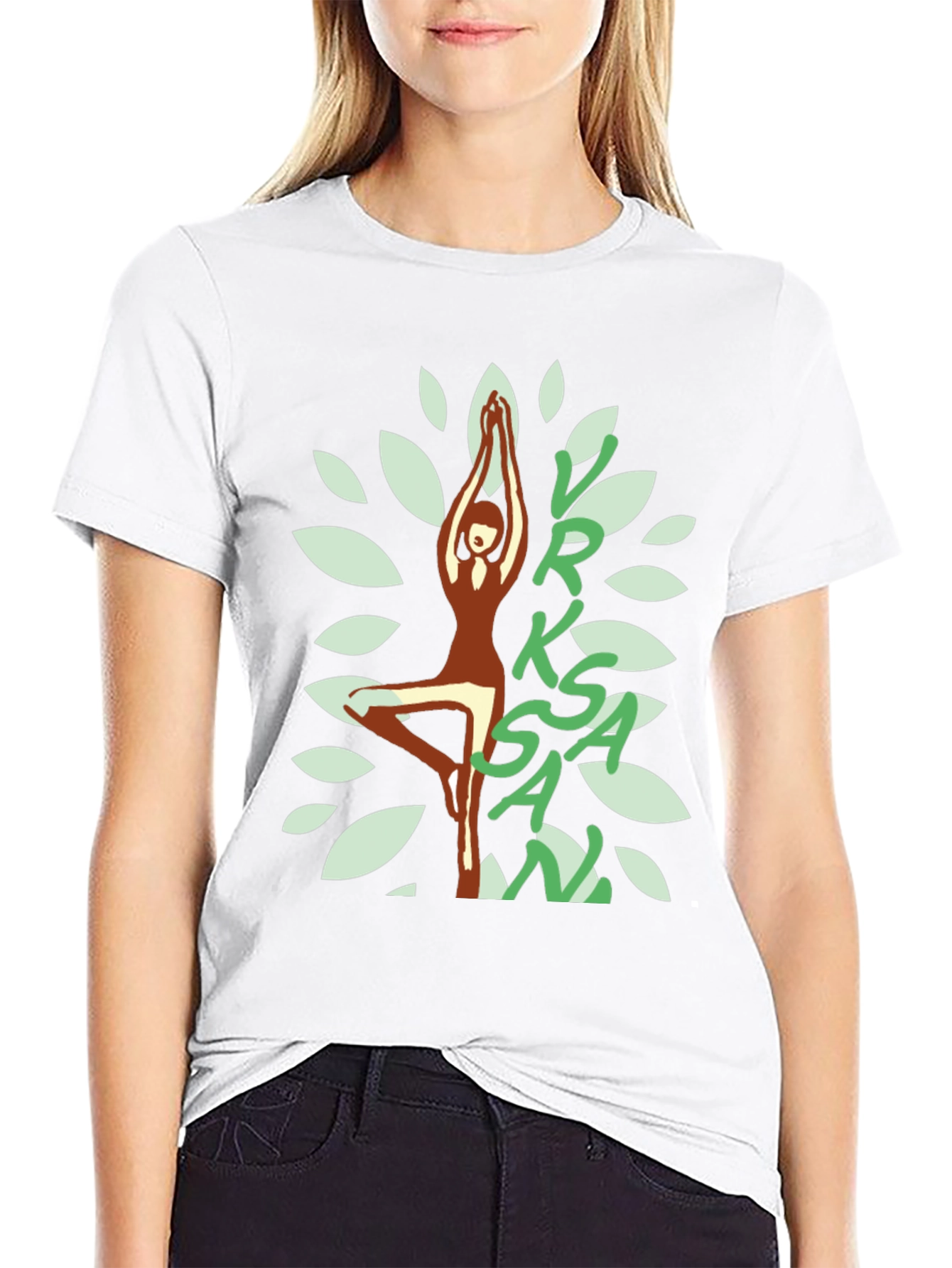 Black Vrksasana Tree Yoga Pose Black T-Shirt view 9