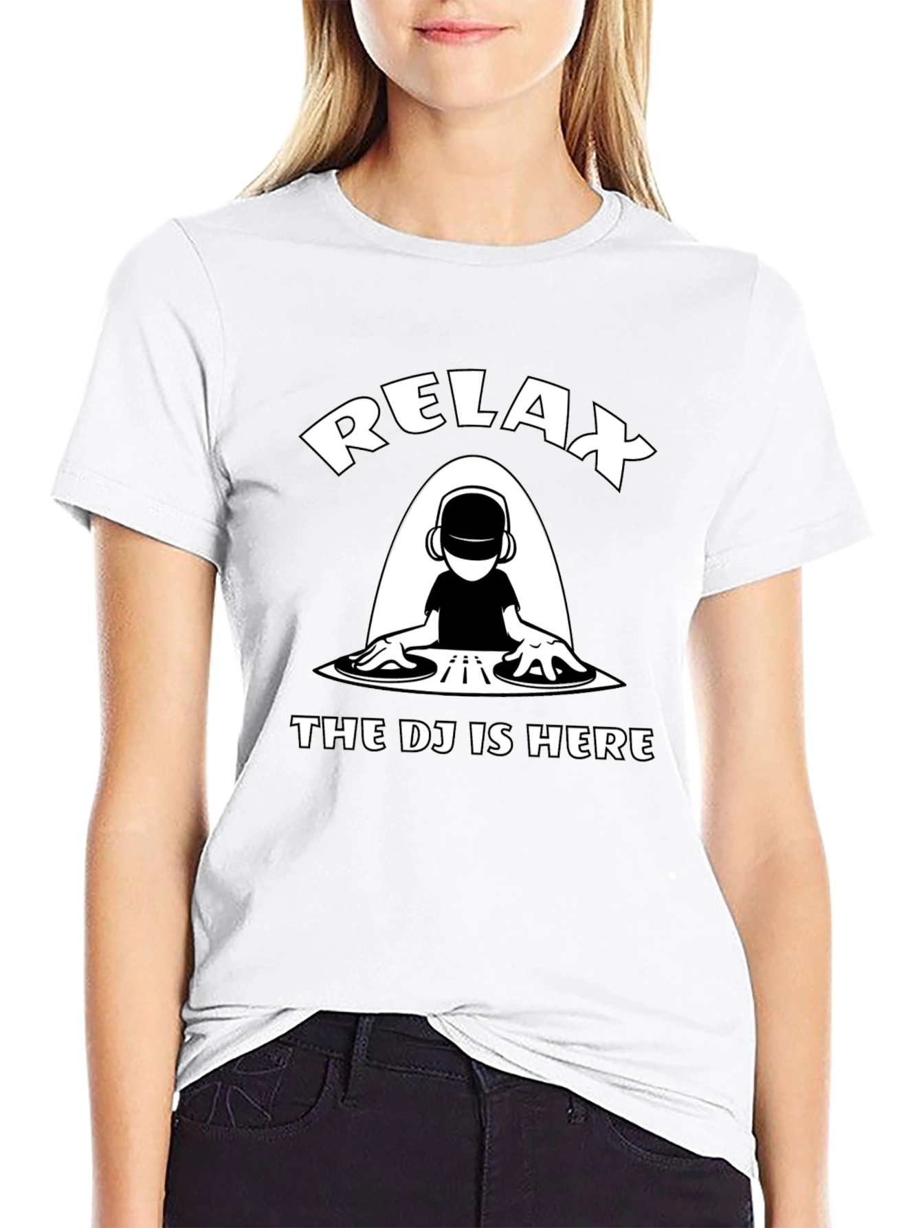 Black Relax, The DJ Is Here Black Graphic T-Shirt view 9