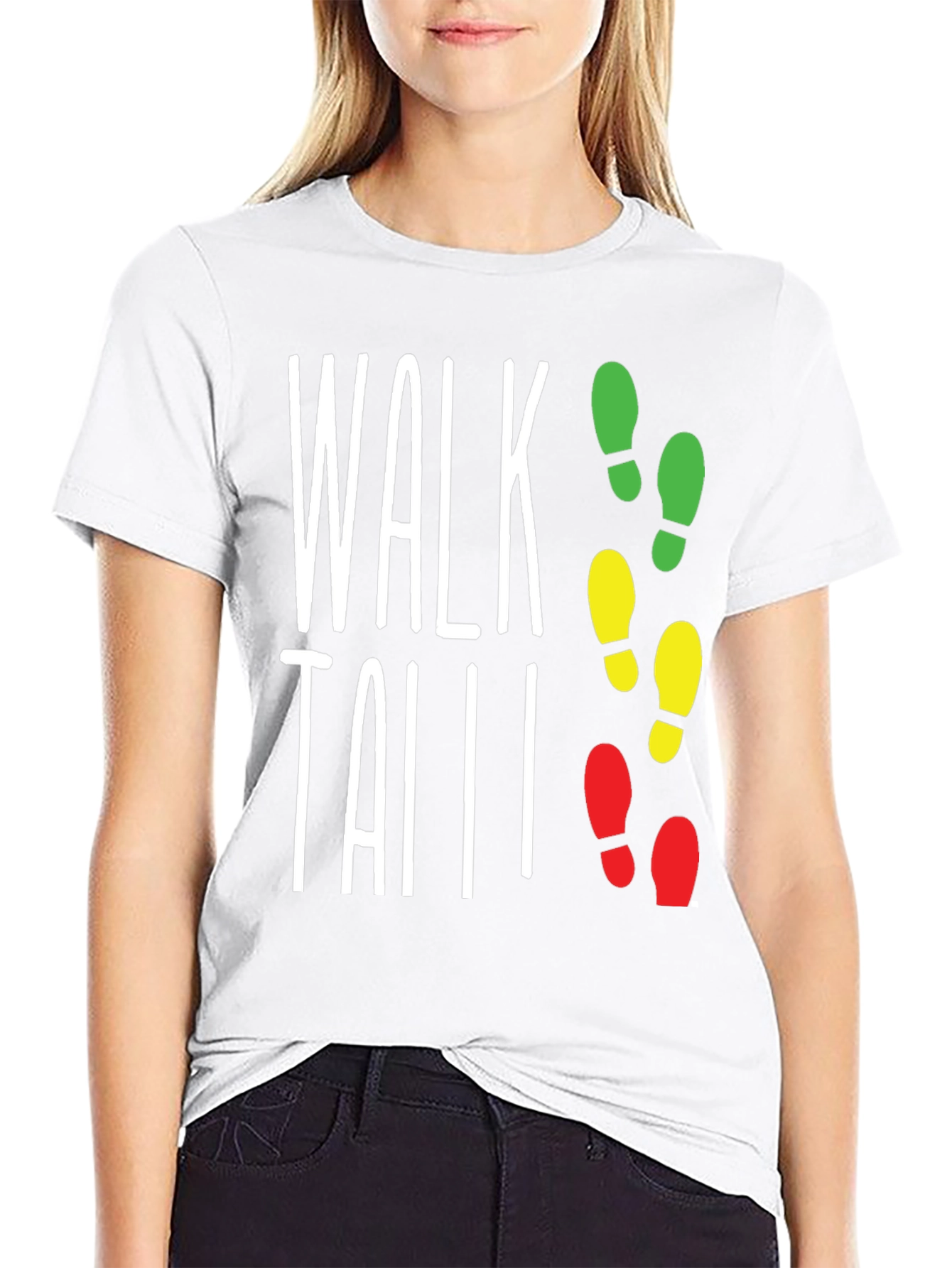 Black Walk Tall Traffic Light Footprint T-Shirt view 9