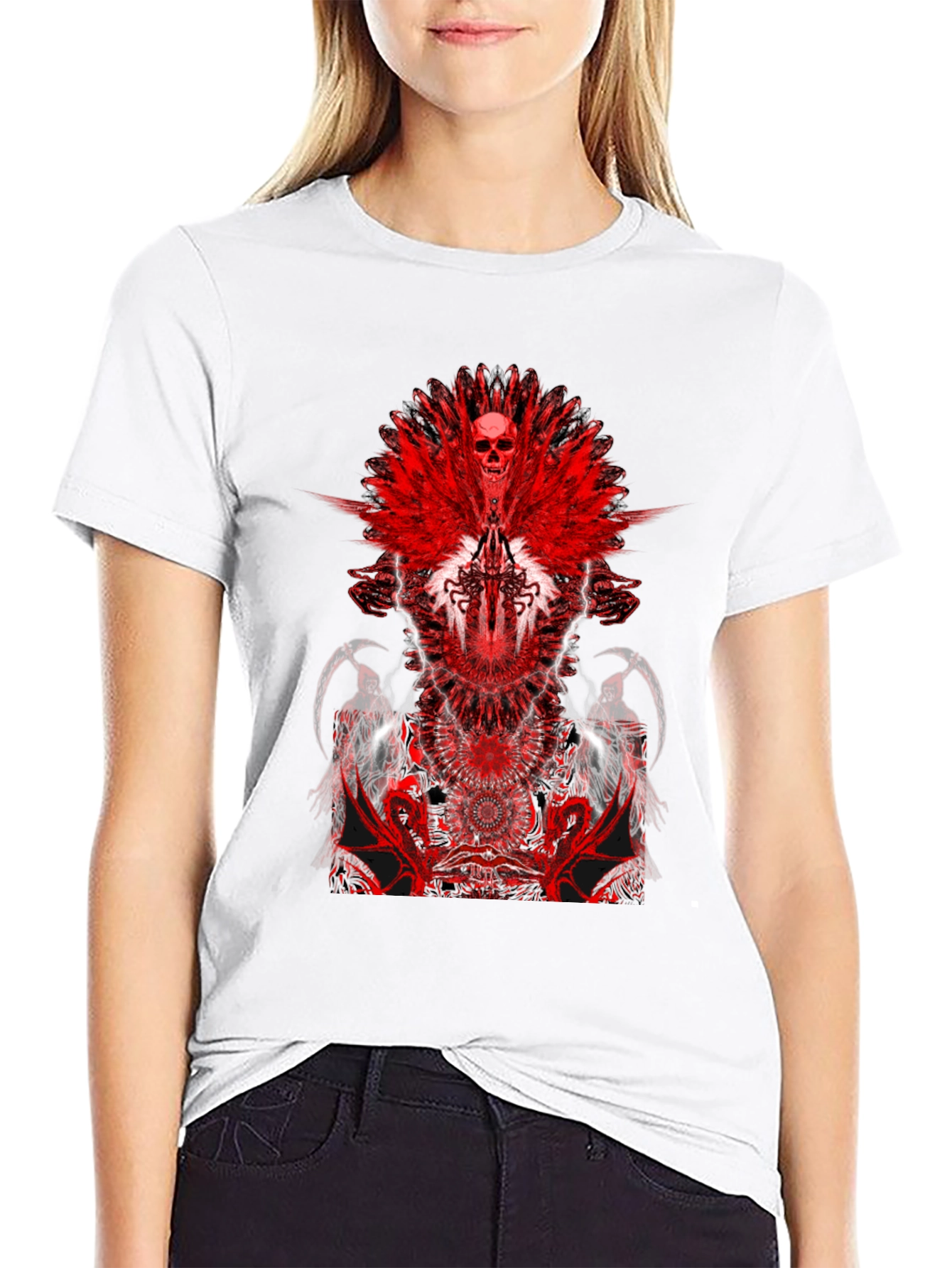 Black Skull & Wings Graphic T-Shirt - Dark Fantasy view 9