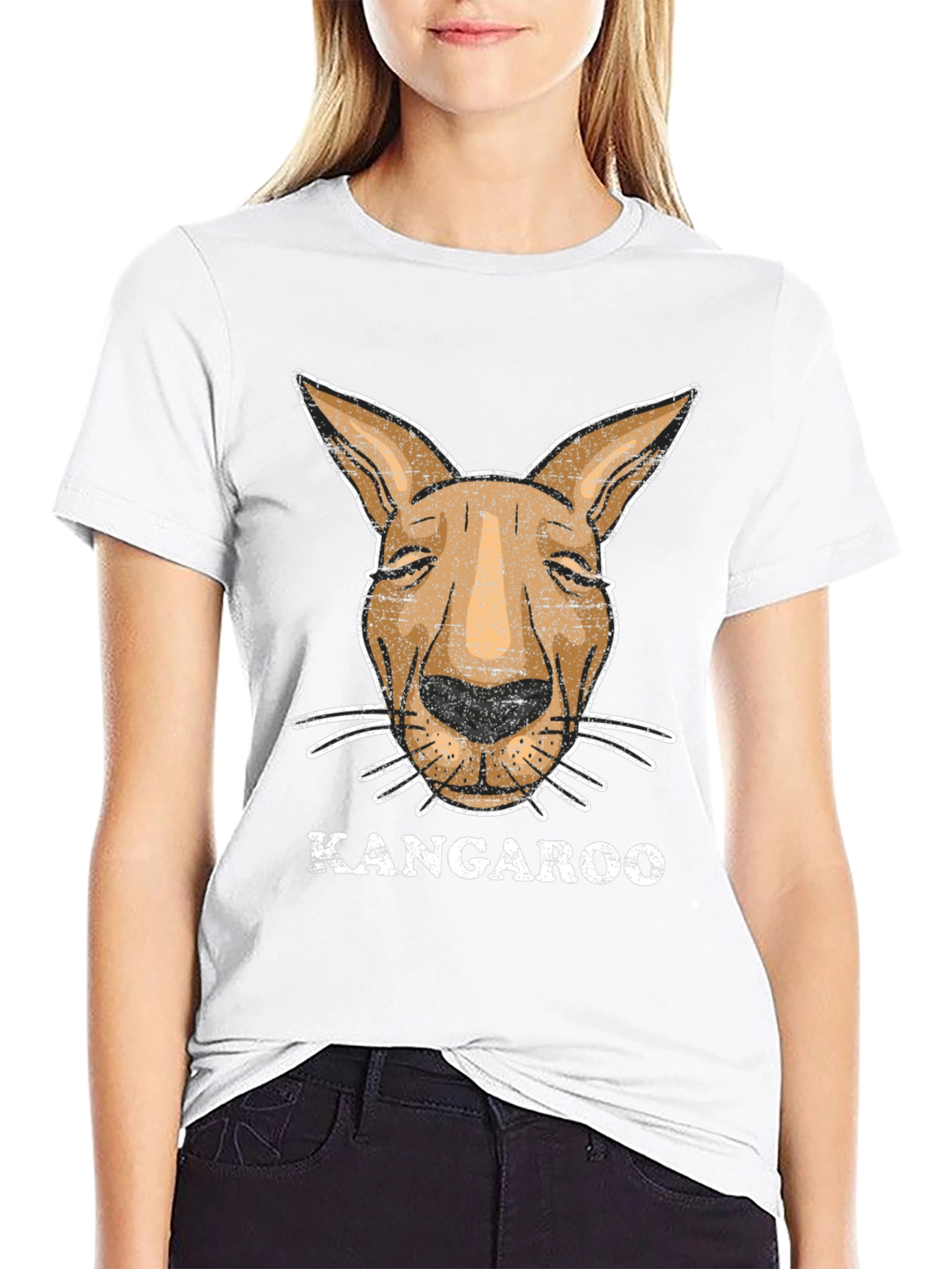 Black Kangaroo Graphic Tee - Novelty Animal Design view 9