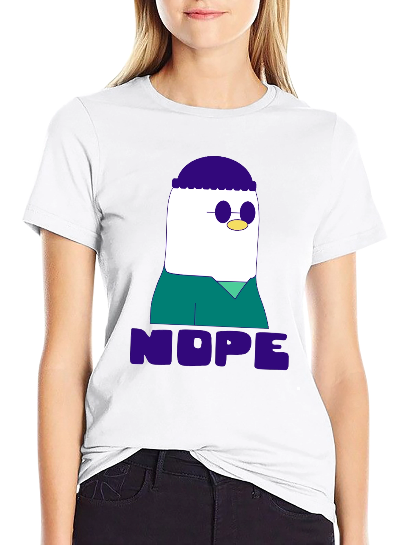Black Nope T-Shirt - Funny Cartoon Graphic Tee view 9