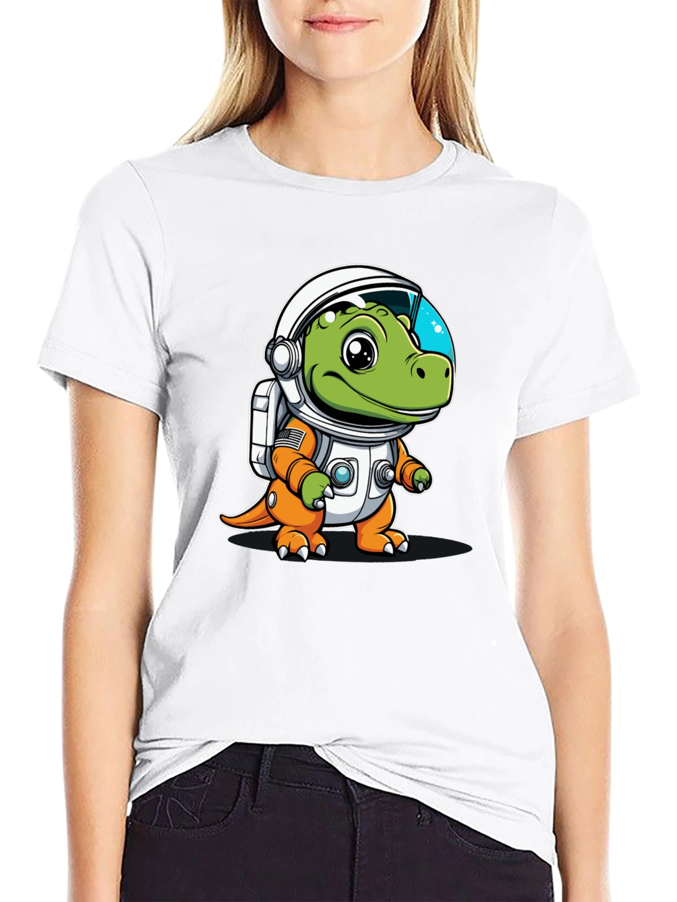 Black Dino Astronaut Black Graphic Tee view 9