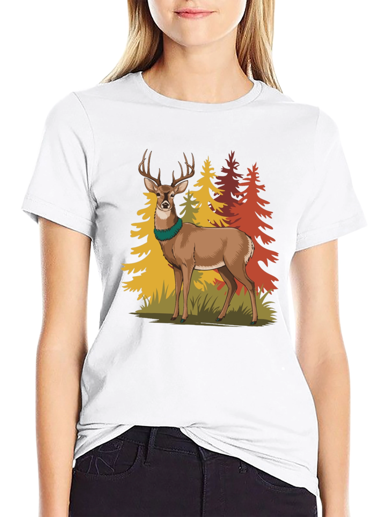 Black Deer Forest Graphic Tee - Nature Lover's T-Shirt view 9