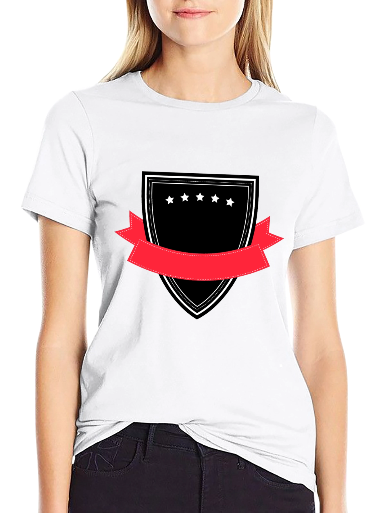 Black Embroidered Crest Graphic Tee - Black view 9