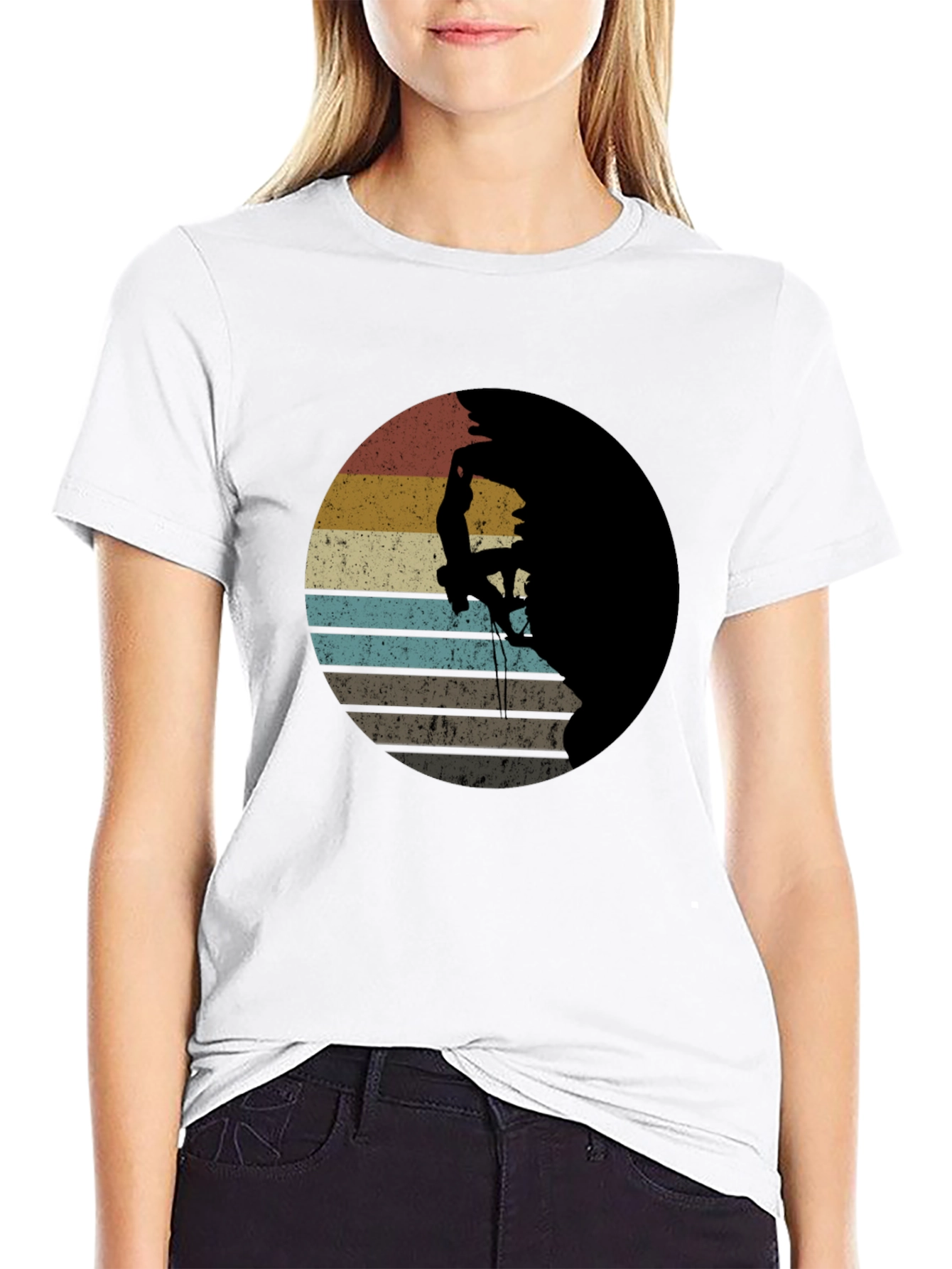 Black Retro Rock Climbing T-Shirt - Vintage Style Tee view 9