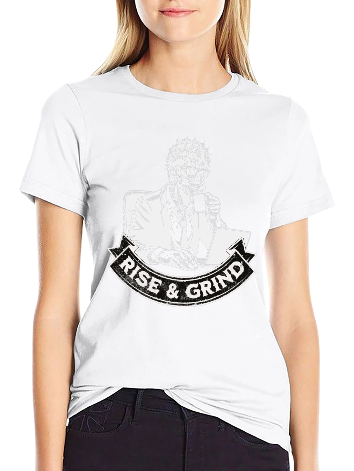 Black Rise and Grind Skeleton Graphic T-Shirt view 9