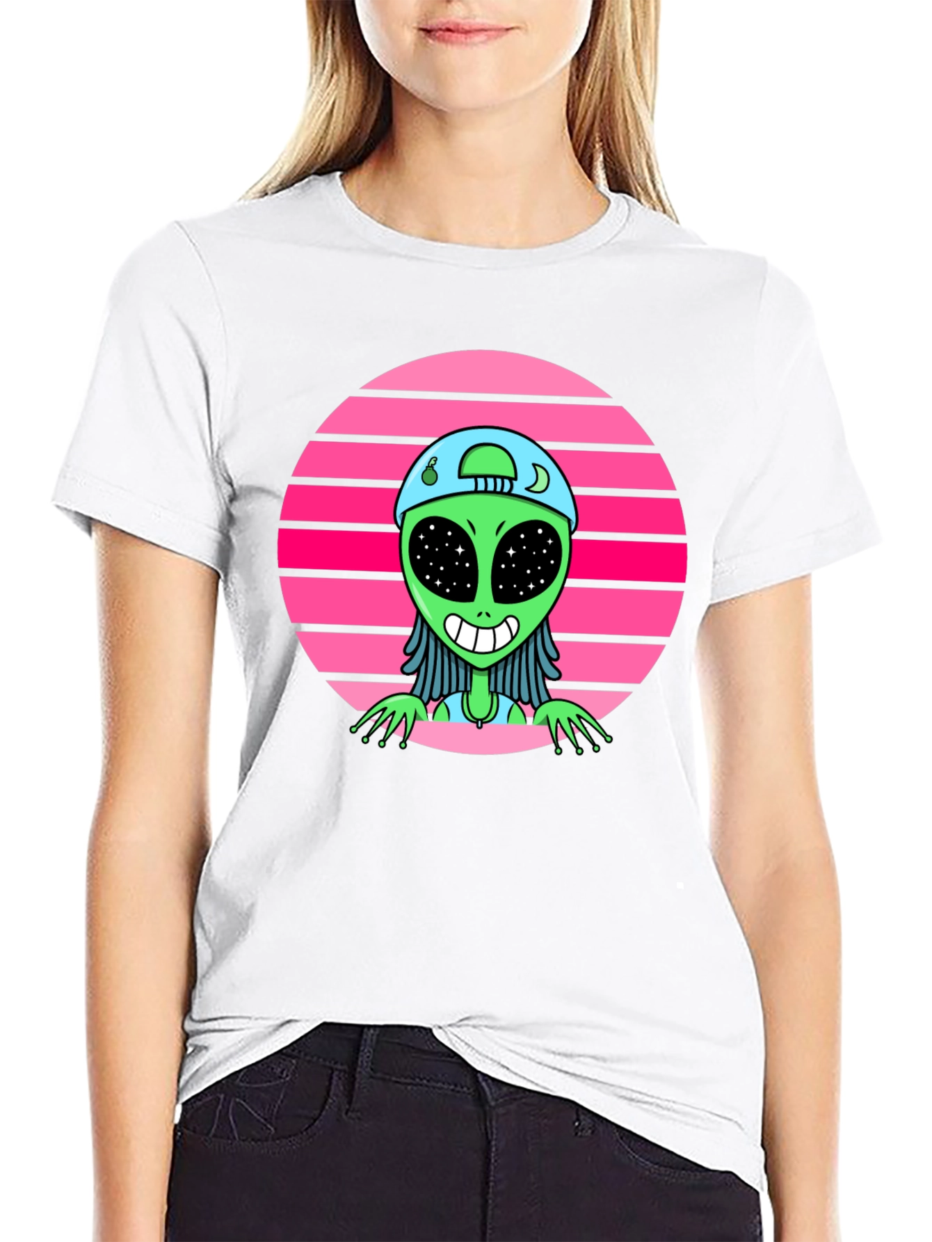 Black Retro Alien Graphic Tee view 9