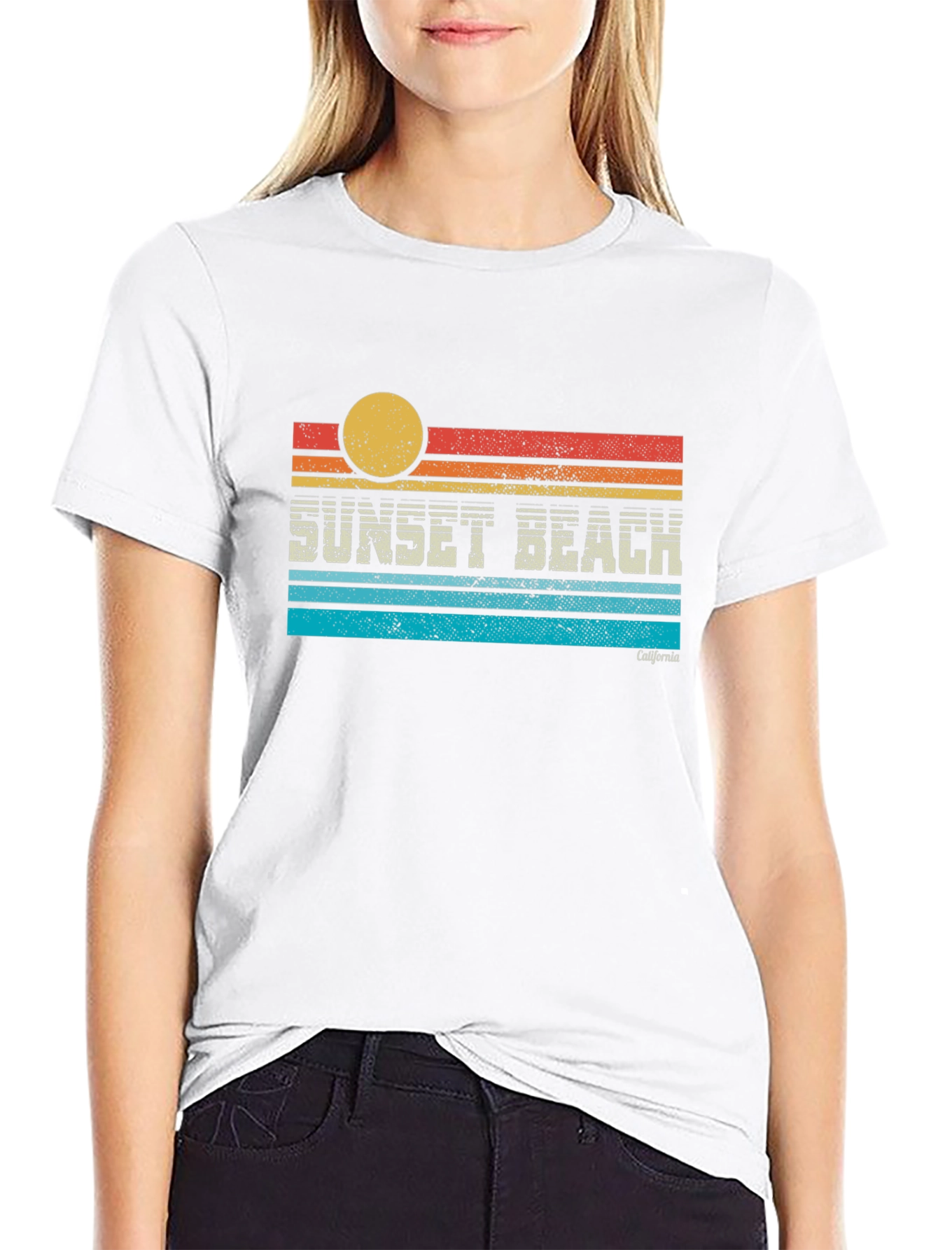 Black Sunset Beach California Graphic T-Shirt view 9