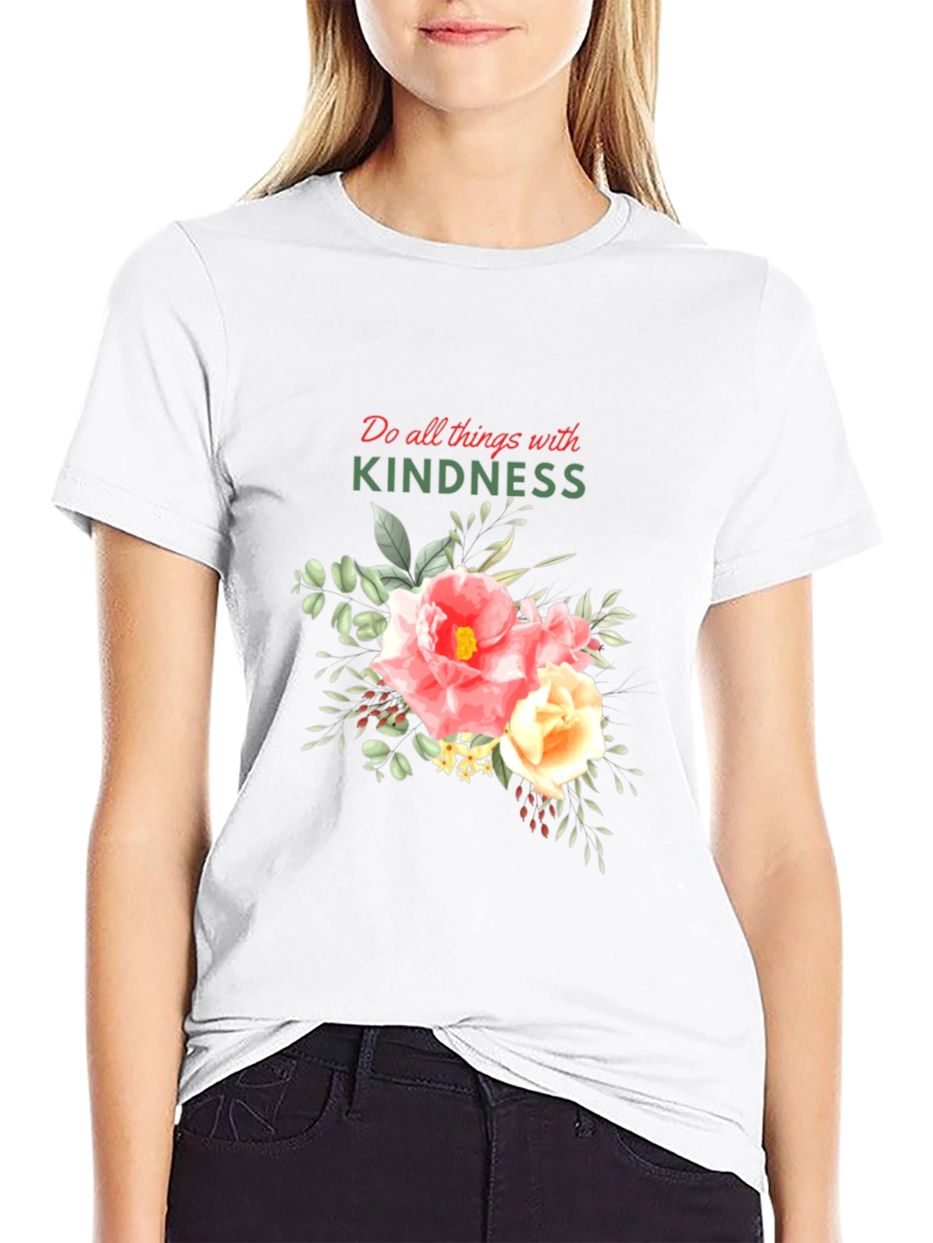 Black Kindness Floral Graphic T-Shirt view 9