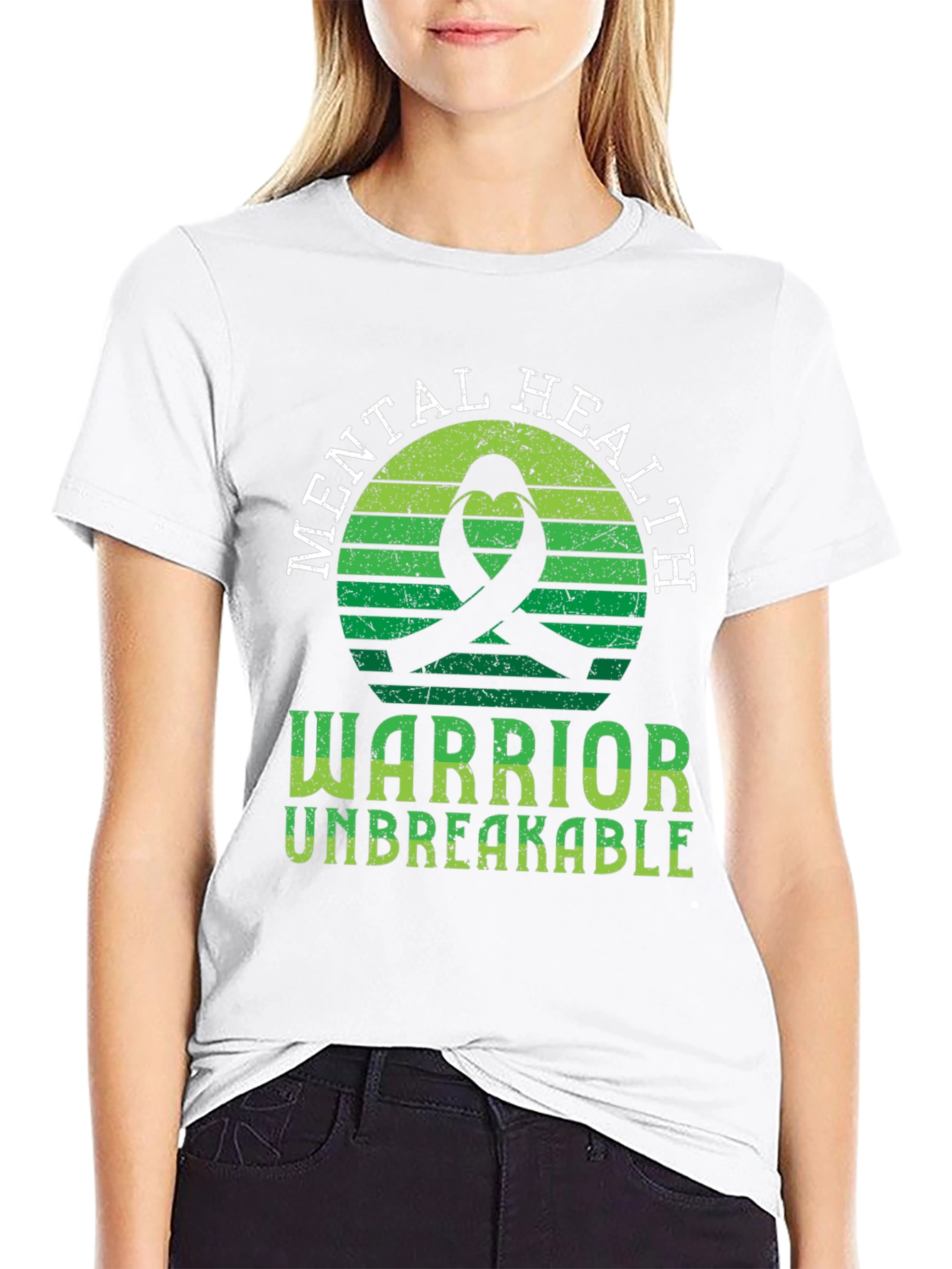 Black Mental Health Warrior T-Shirt Unbreakable Ribbon view 9