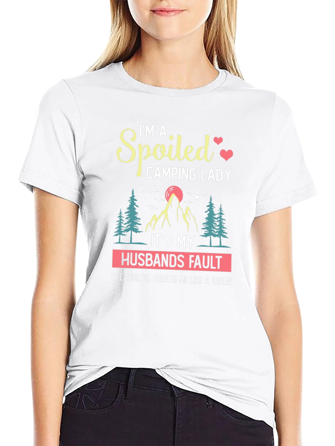Spoiled Camping Lady T-Shirt - Husband's Fault Queen Tee - 9