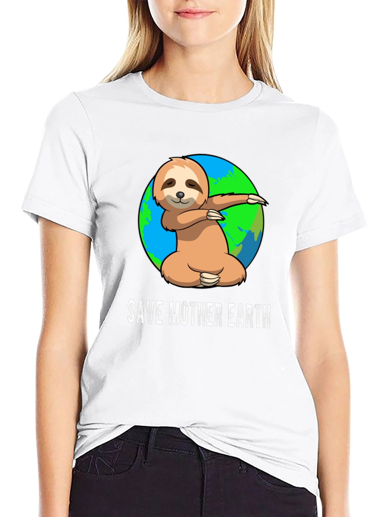 Black Save Mother Earth Sloth T-Shirt view 9