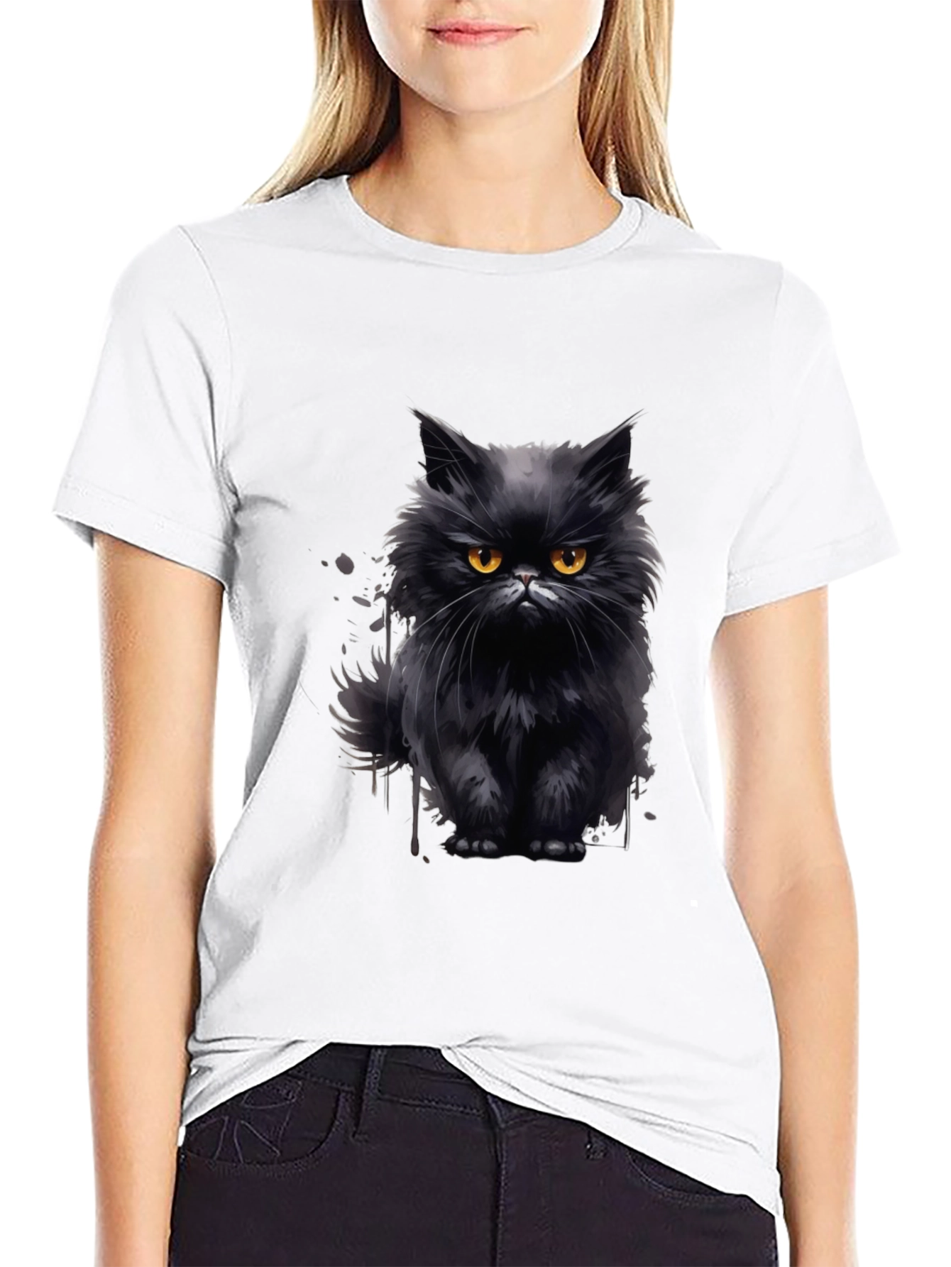 Black Black Cat Graphic T-Shirt - Men's Fashion view 9