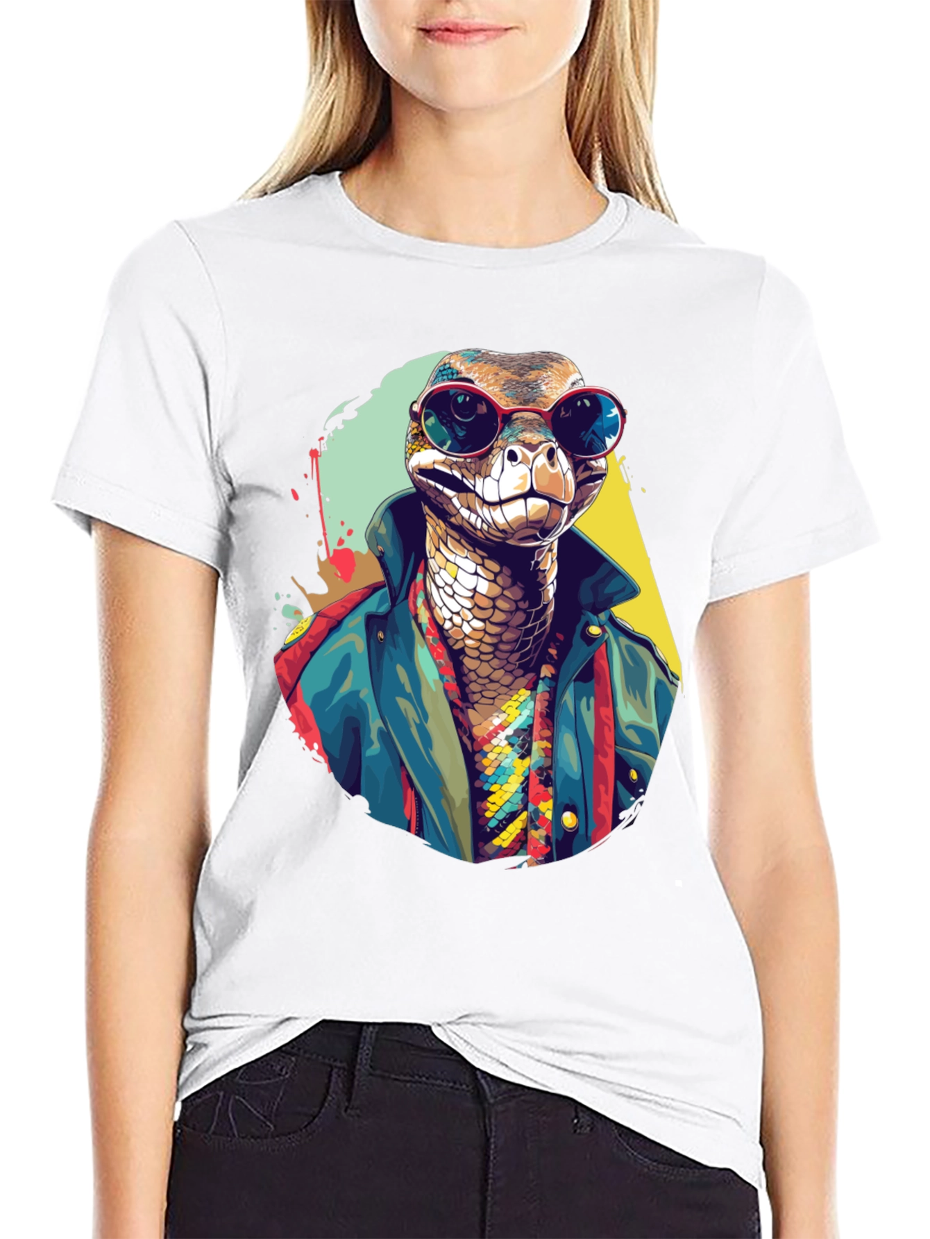 Black Retro Snake Graphic T-Shirt view 9