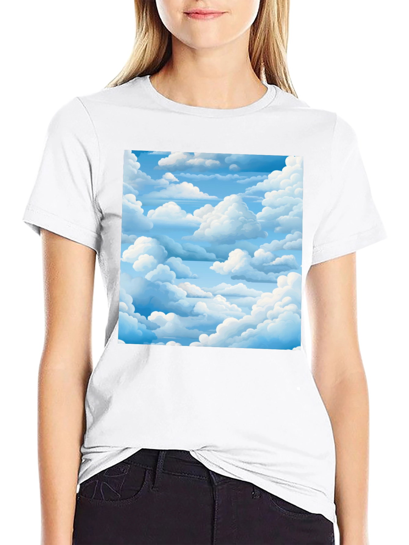 Black Sky Dream Black Tee - Cloudscape Graphic view 9