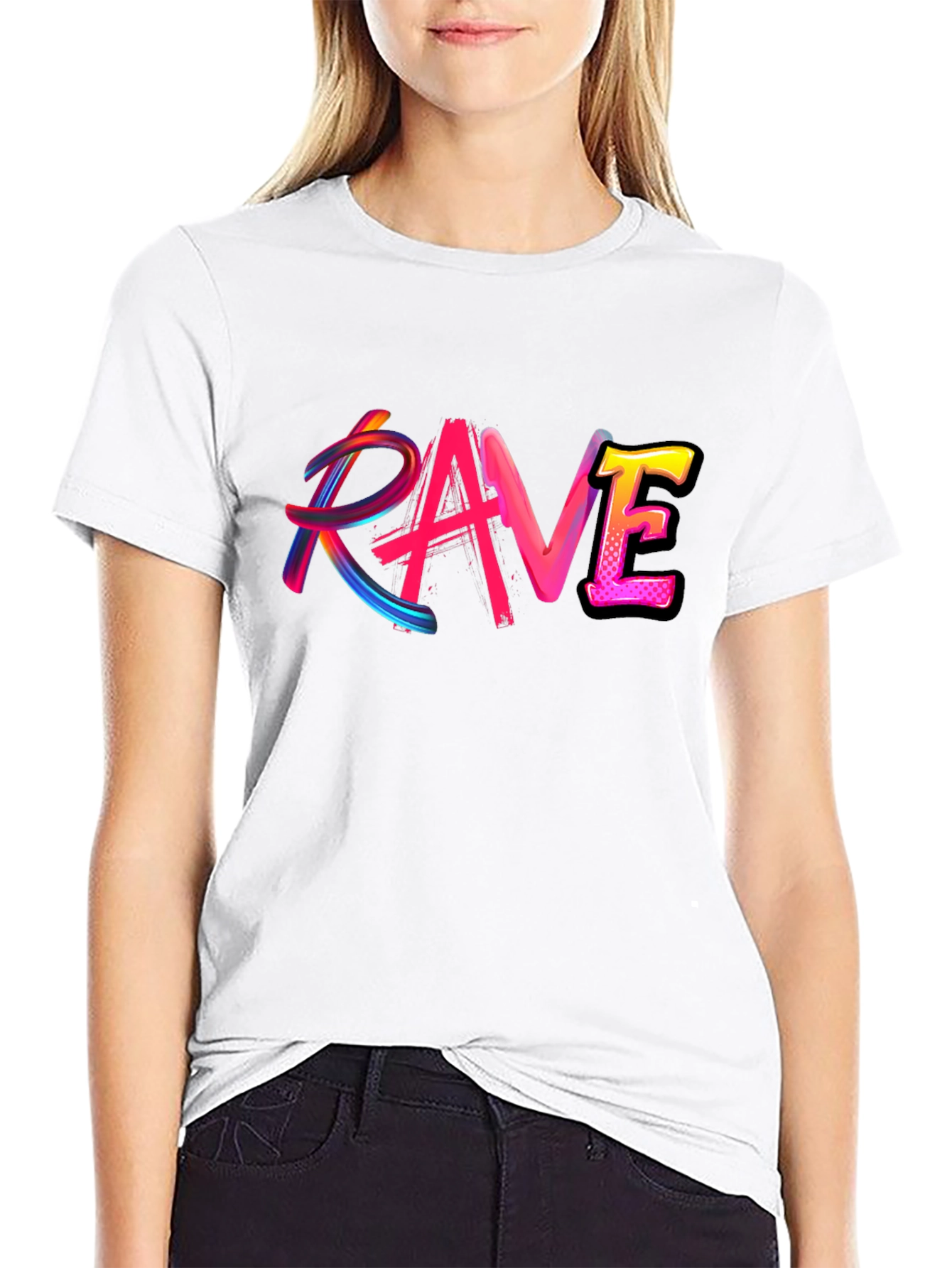 Black Rave Graphic Black T-Shirt Funky Party Tee view 9