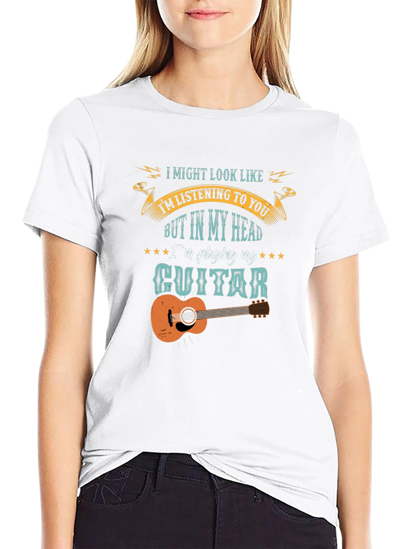 Black Guitar Player Graphic Tee - Music Lover T-Shirt view 9