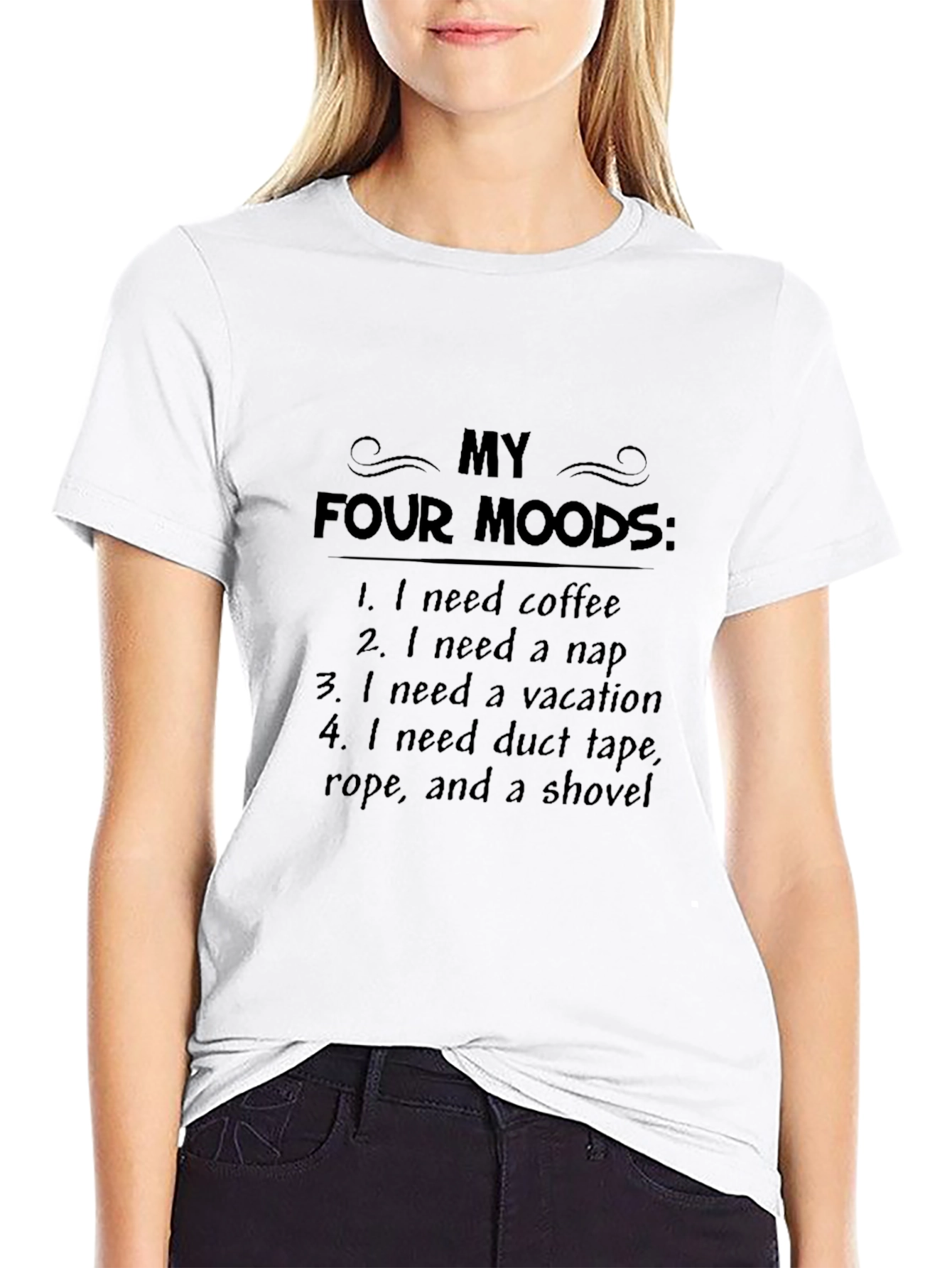 Black My Four Moods Funny Graphic T-Shirt view 9