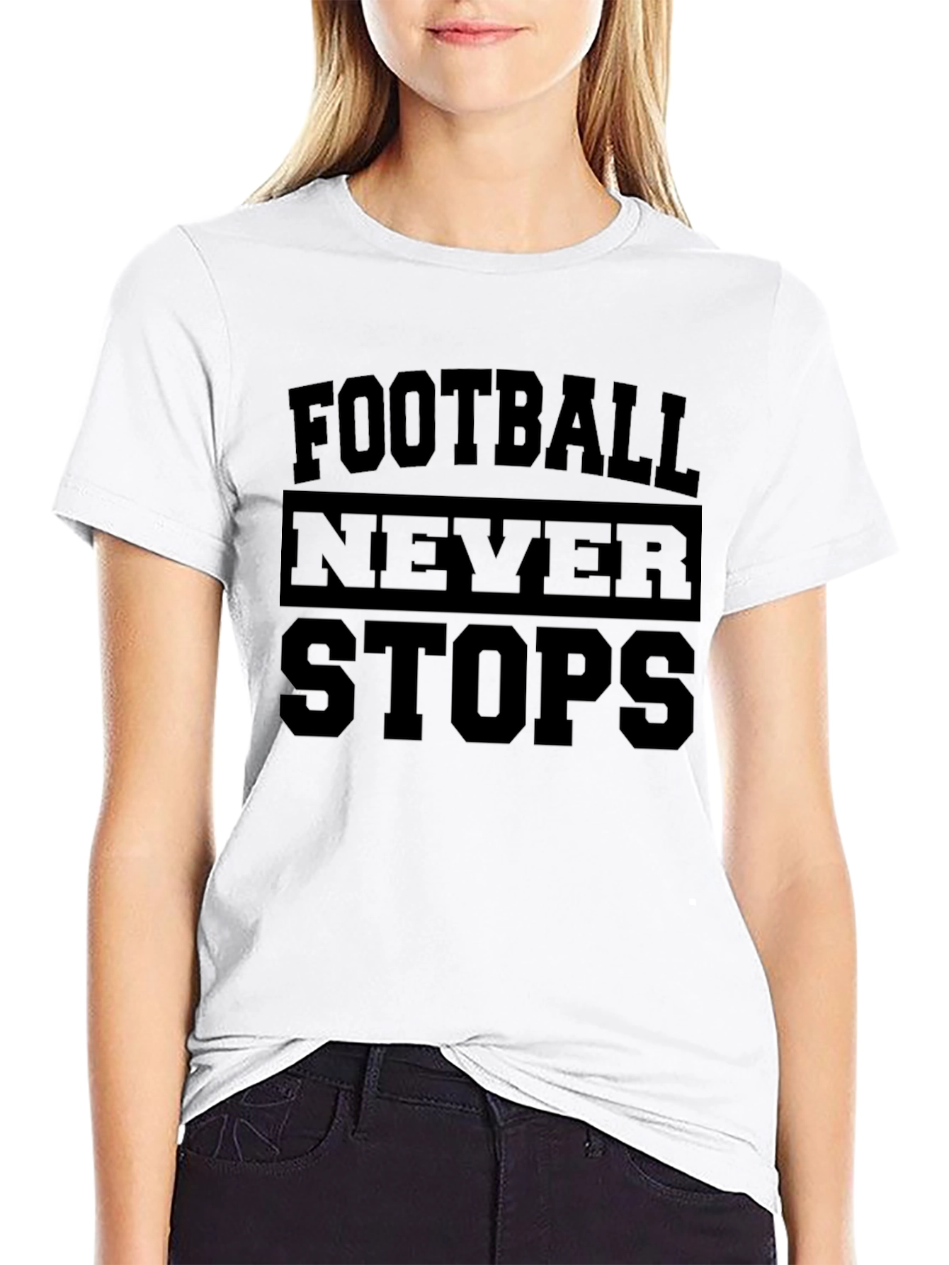 Black Football Never Stops Graphic T-Shirt view 9
