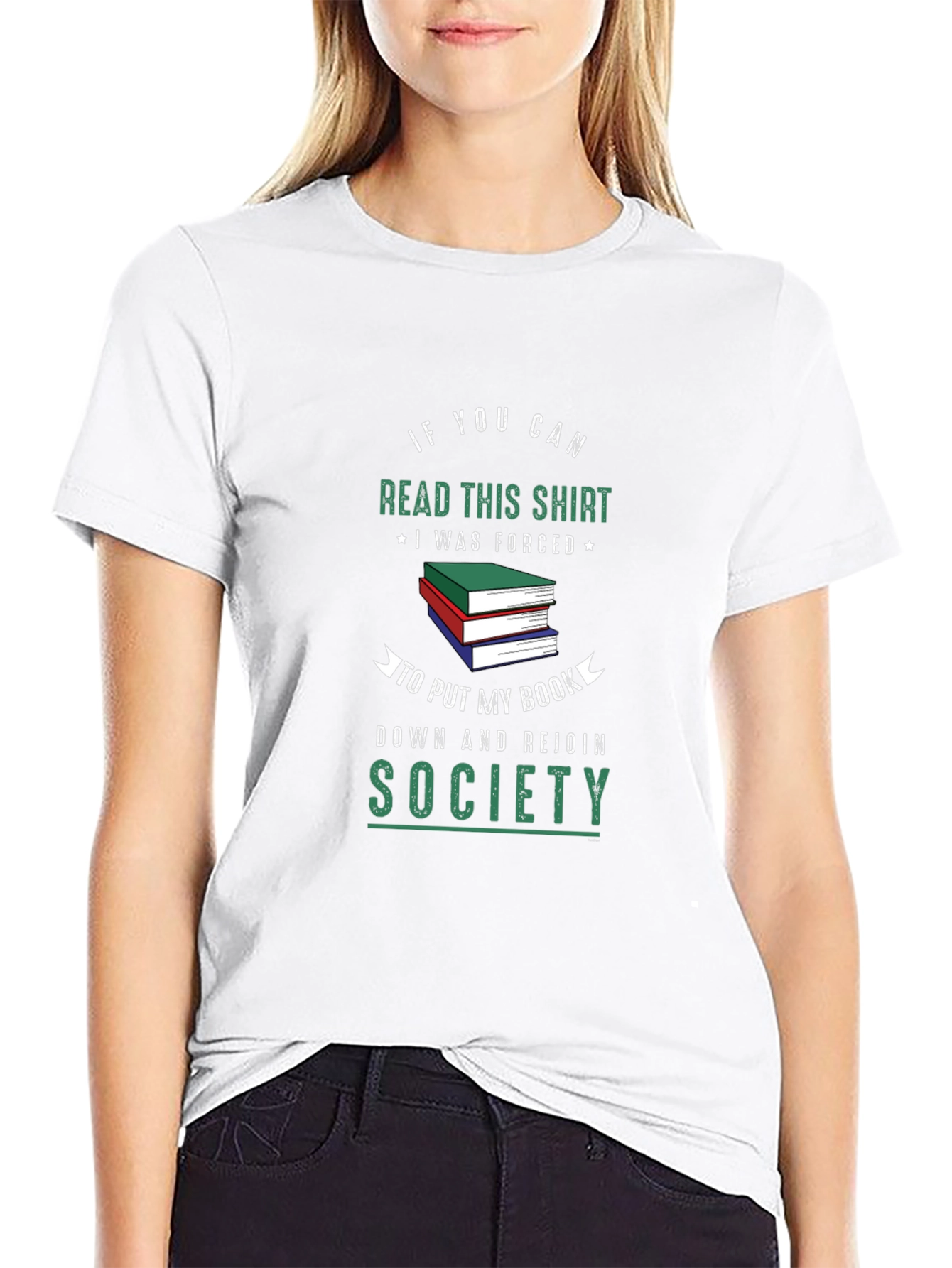 Black Funny Book Lover T-Shirt: Read This Shirt, Rejoin Society view 9