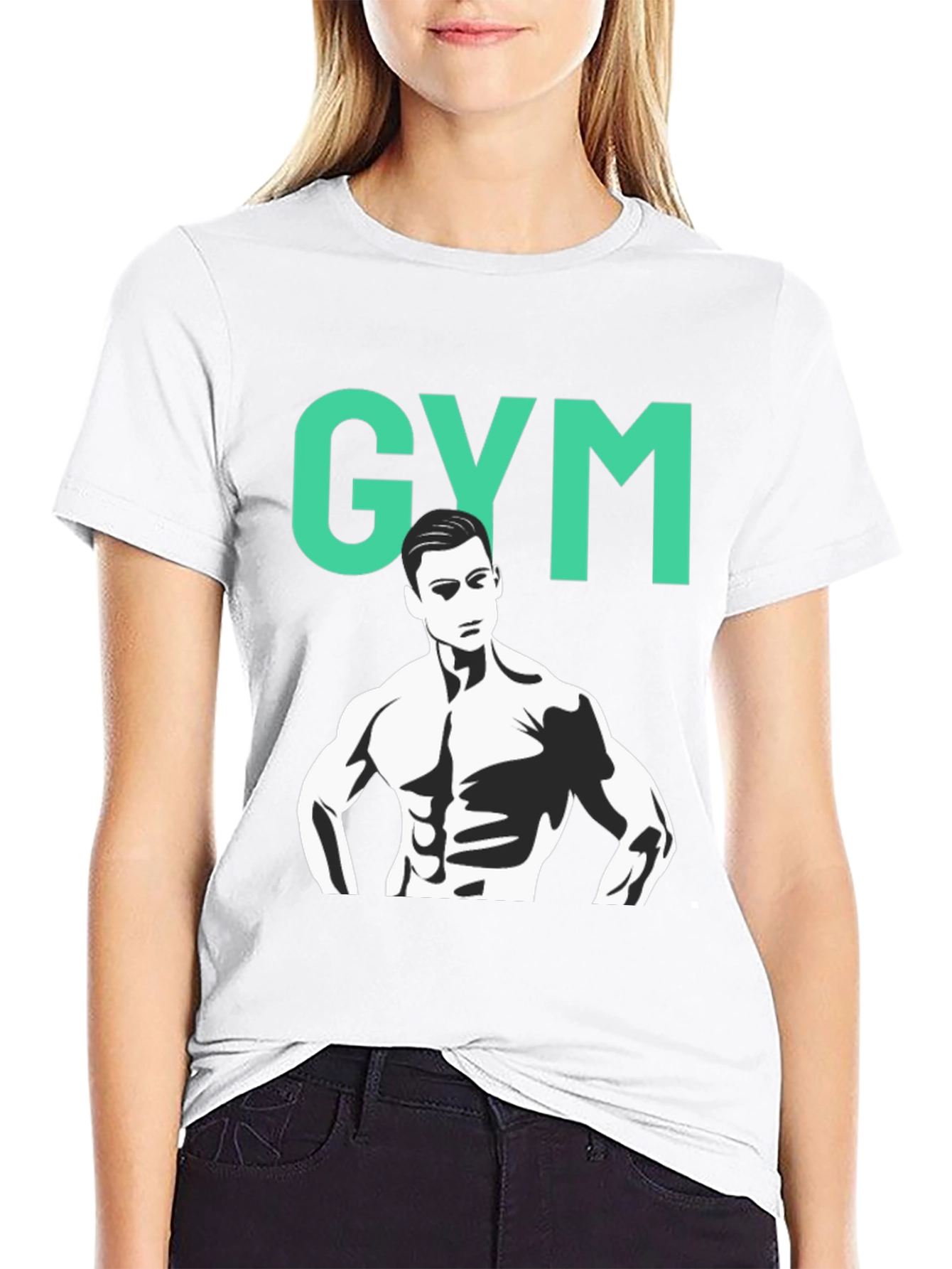 Black Gym Graphic Tee - Black Cotton Training Shirt view 9