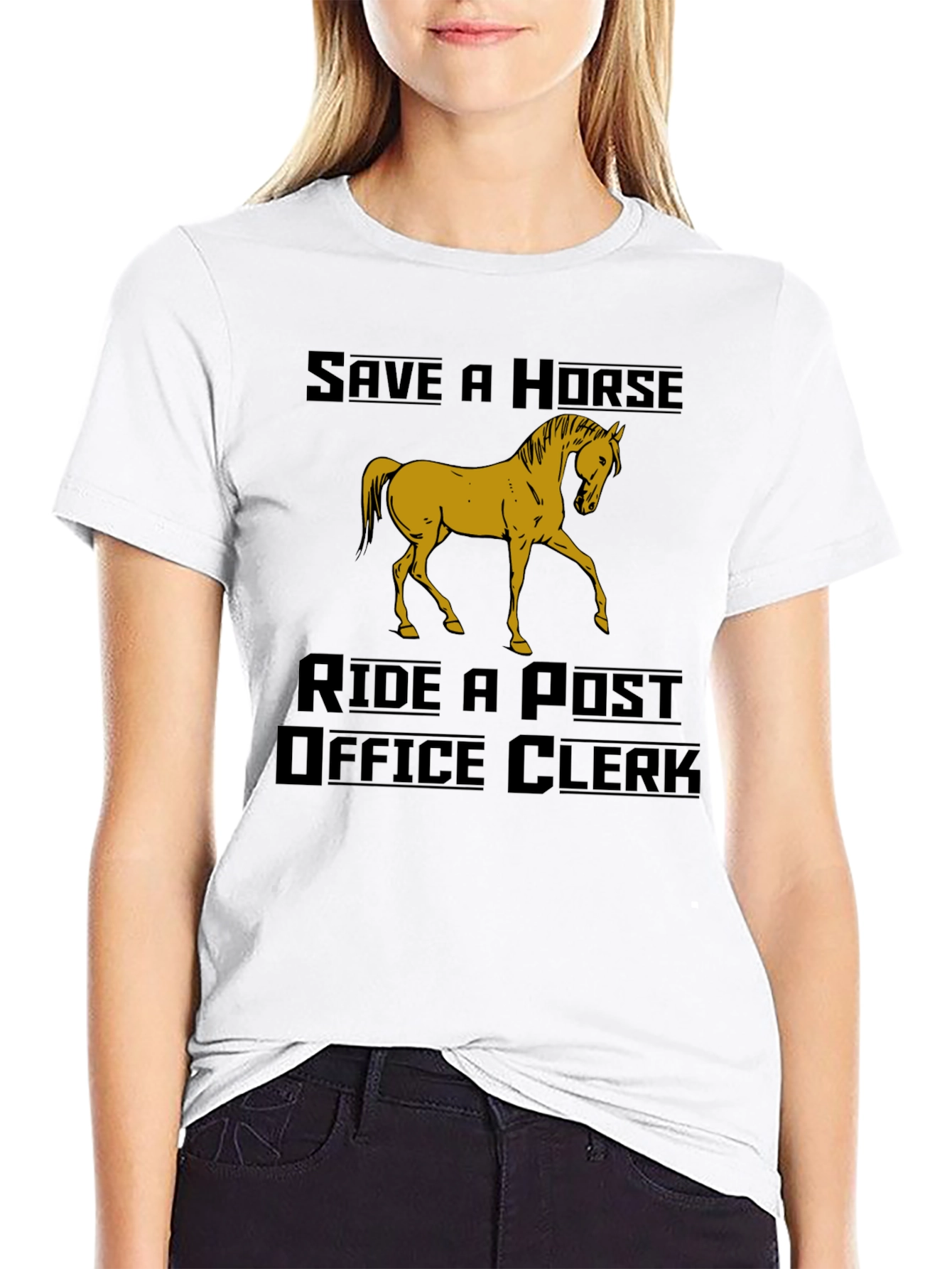 Black Save a Horse Ride a Post Office Clerk Humor T-Shirt view 9