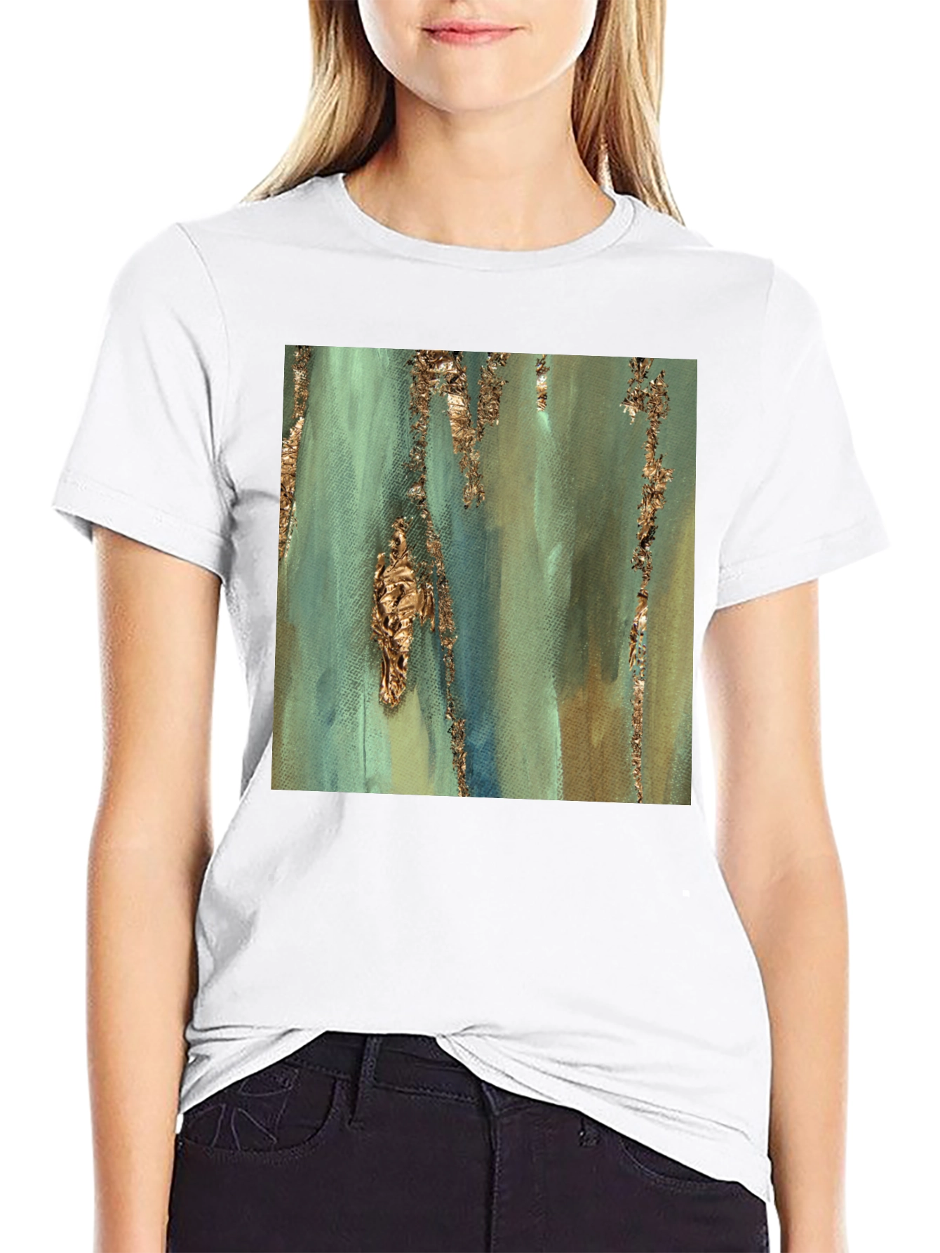 Black Abstract Art Print Tee - Stylish and Unique Design view 9