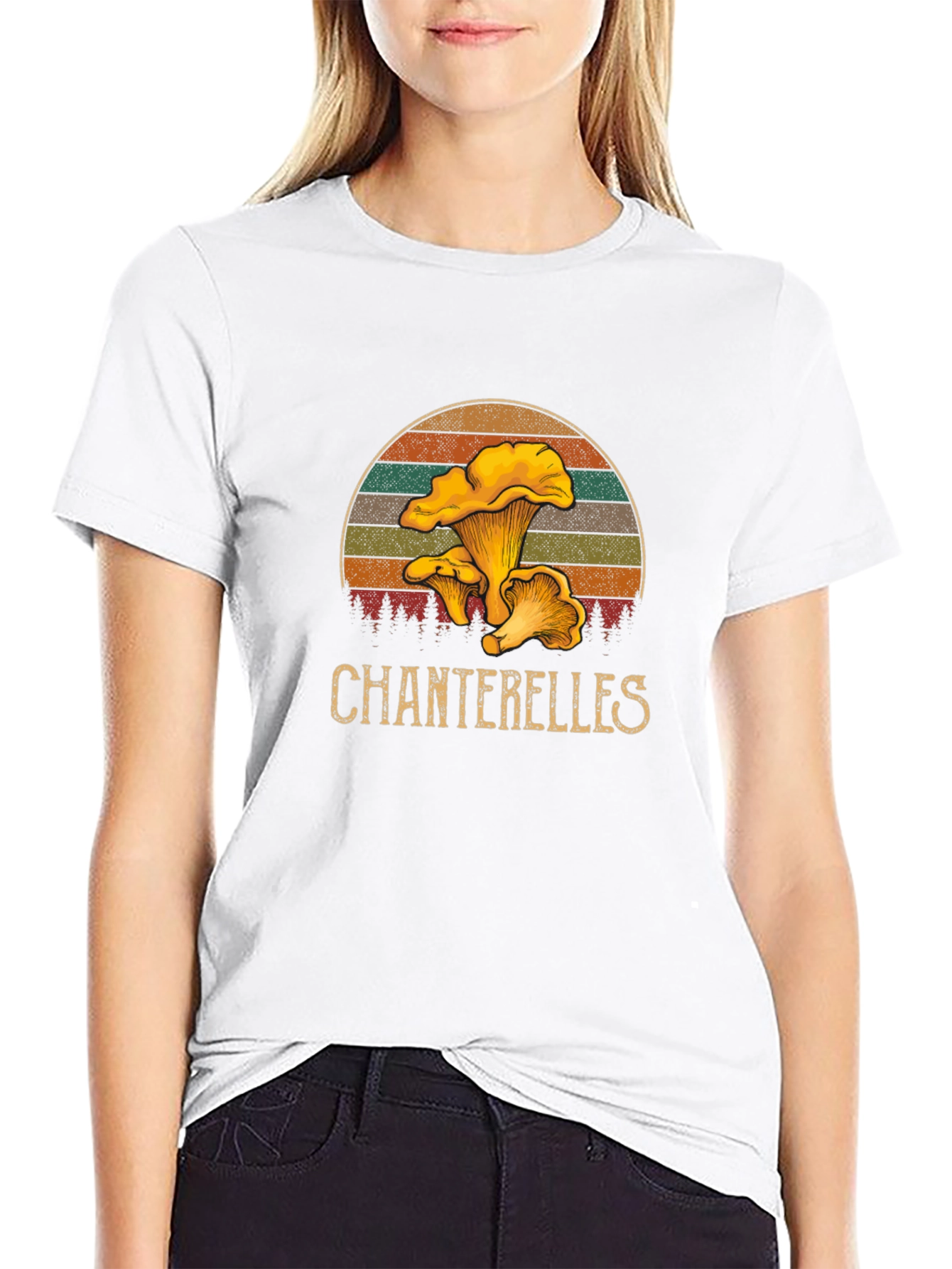 Black Chanterelle Mushroom Graphic T-Shirt view 9