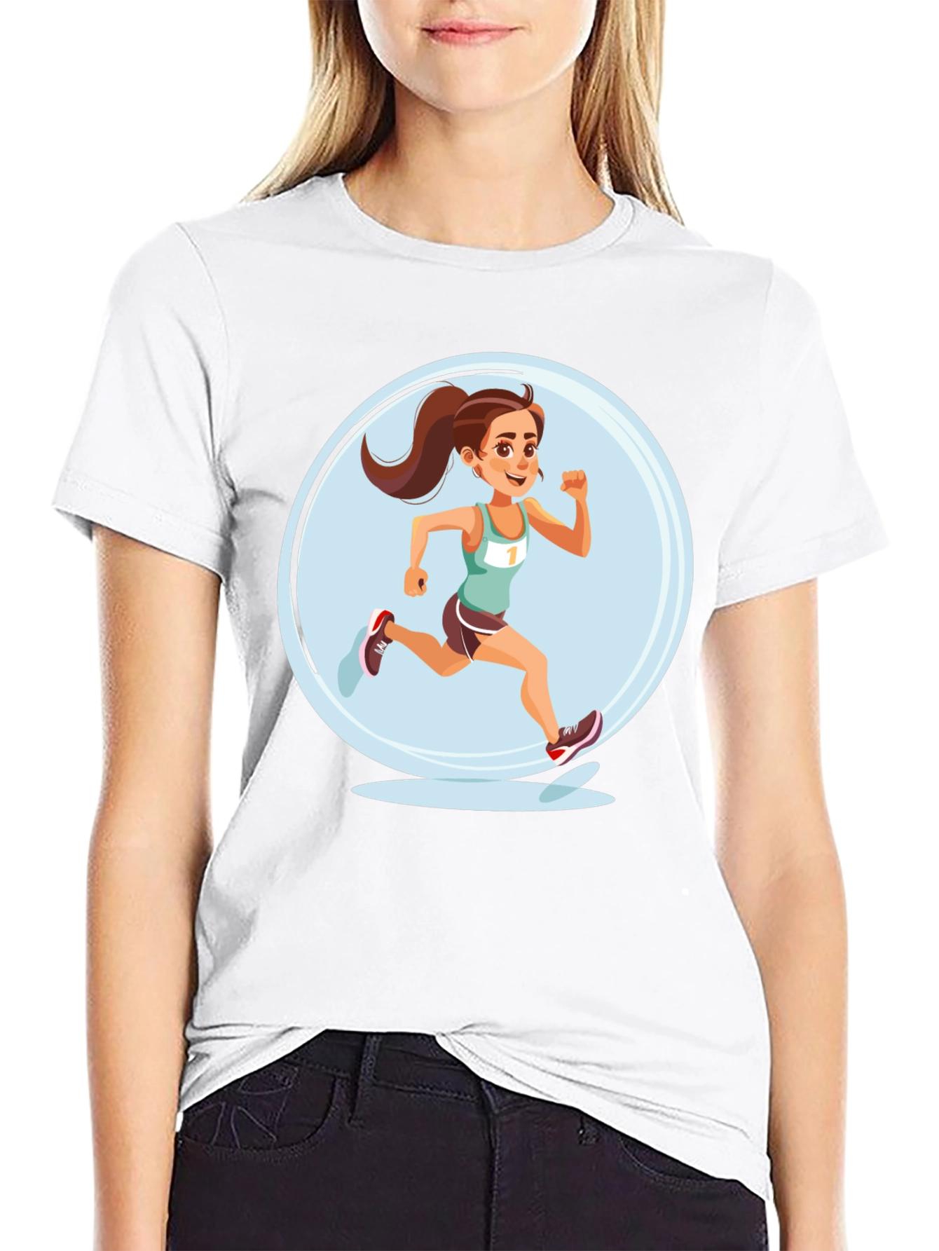 Black Running Girl Graphic Tee view 9