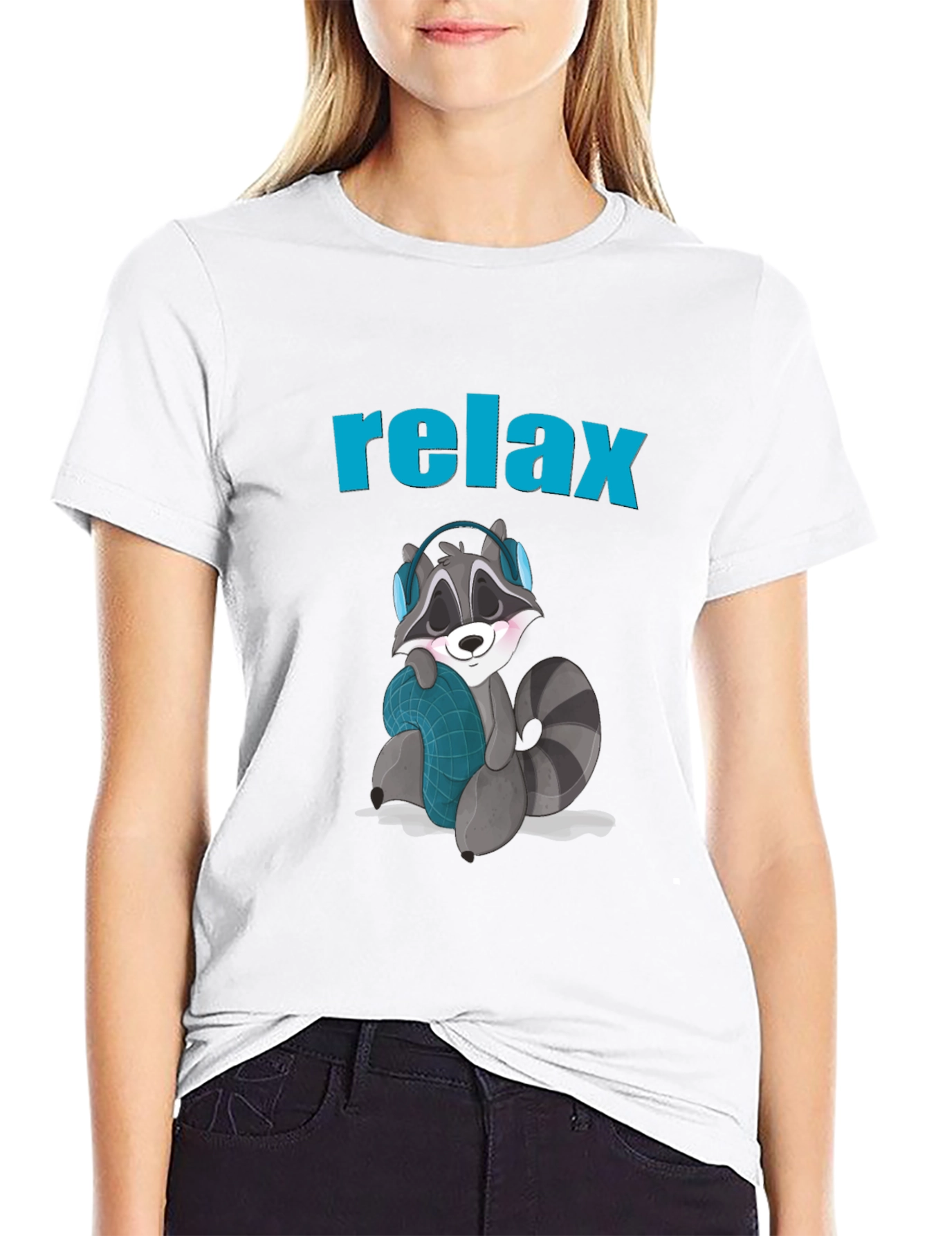 Black Relaxing Raccoon Graphic Tee view 9