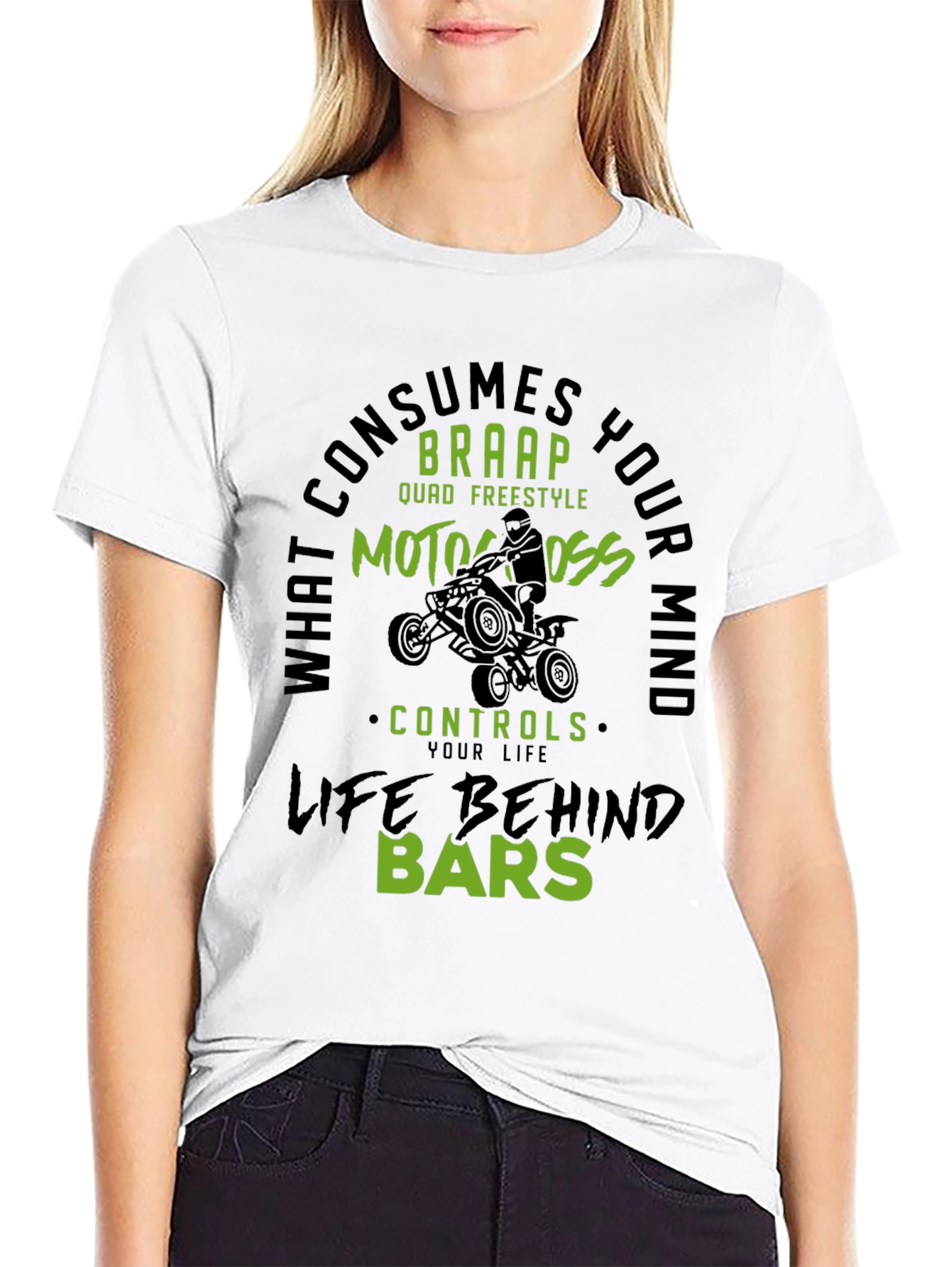 Black Motocross Life Behind Bars Graphic Tee view 9