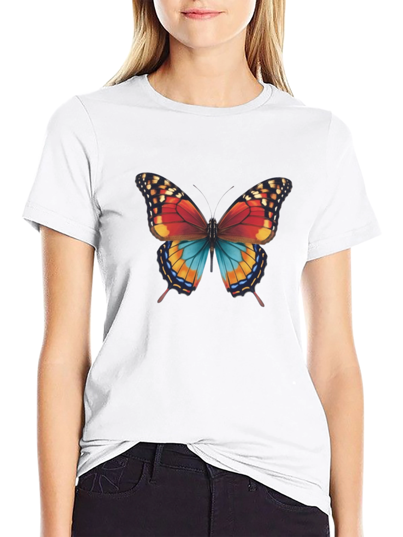 Black Butterfly Graphic Print Men's T-Shirt view 9