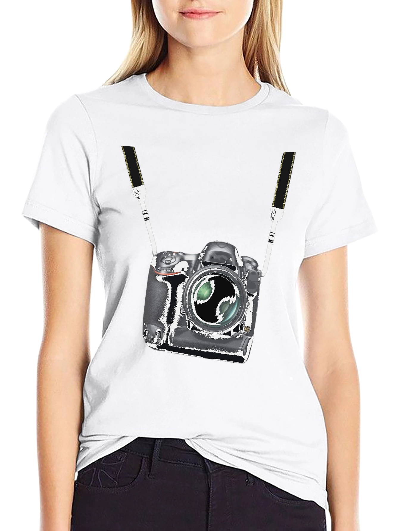 Black Novelty Camera Graphic T-Shirt view 9