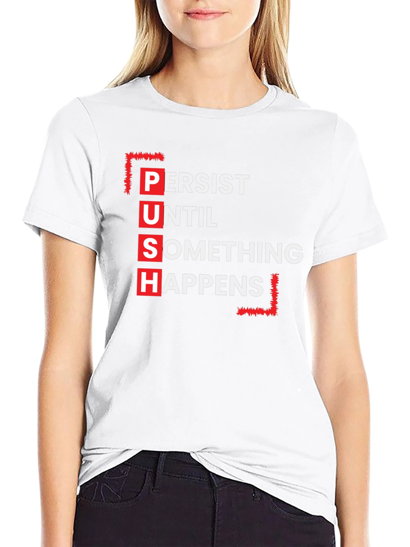 Black Motivational P.U.S.H. Black T-Shirt view 9