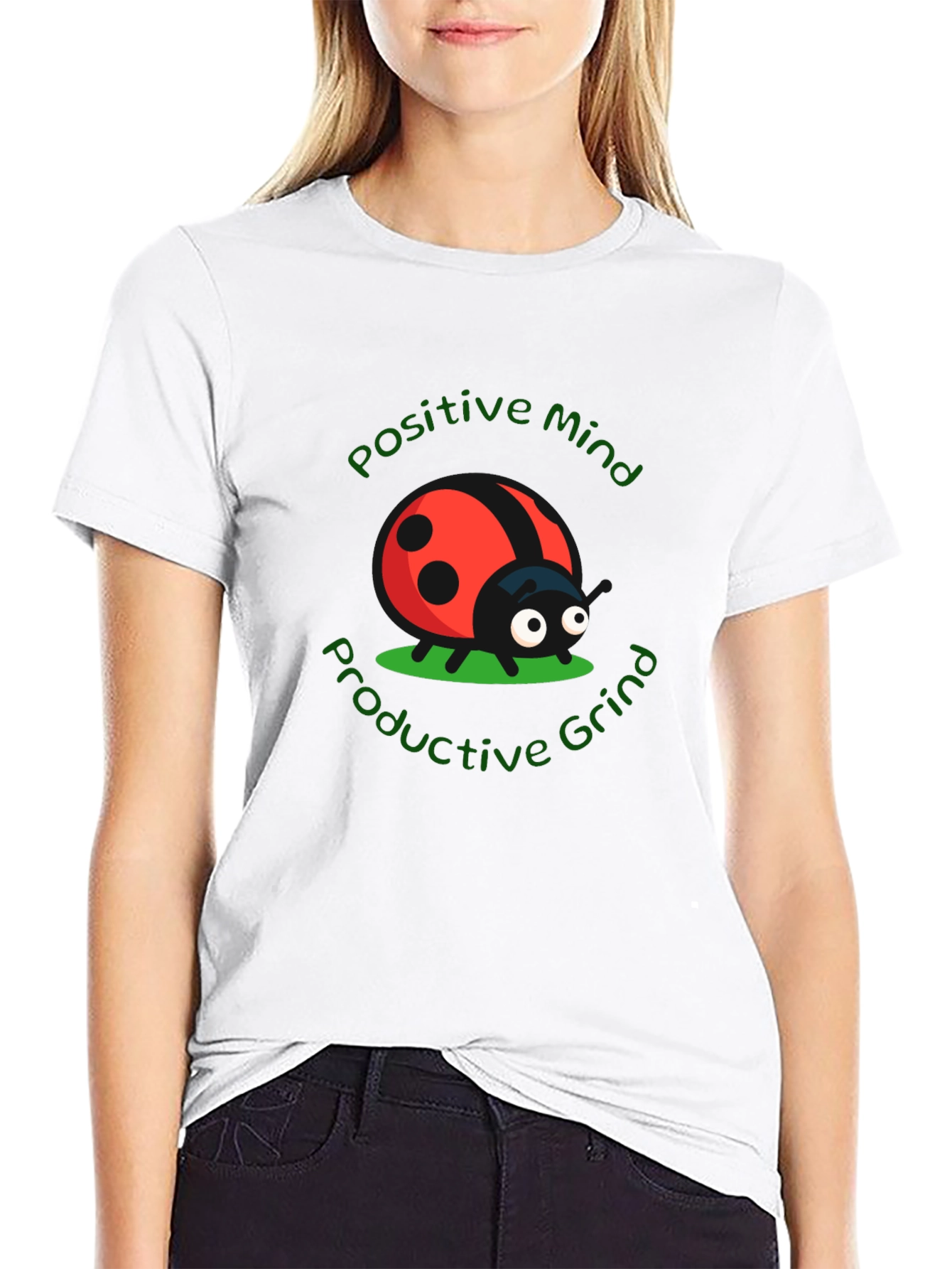 Black Positive Mind Ladybug Graphic Tee - Black view 9