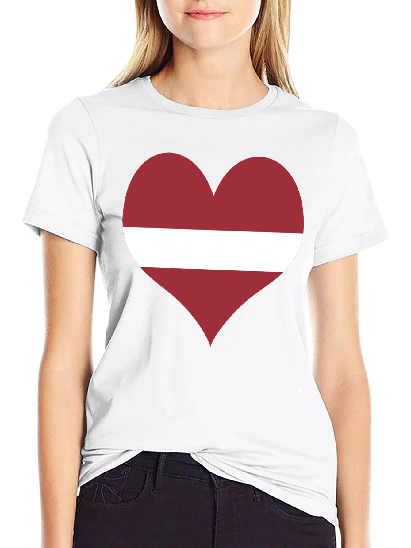 Black Latvia Flag Heart T-Shirt - Show Your Love! view 9