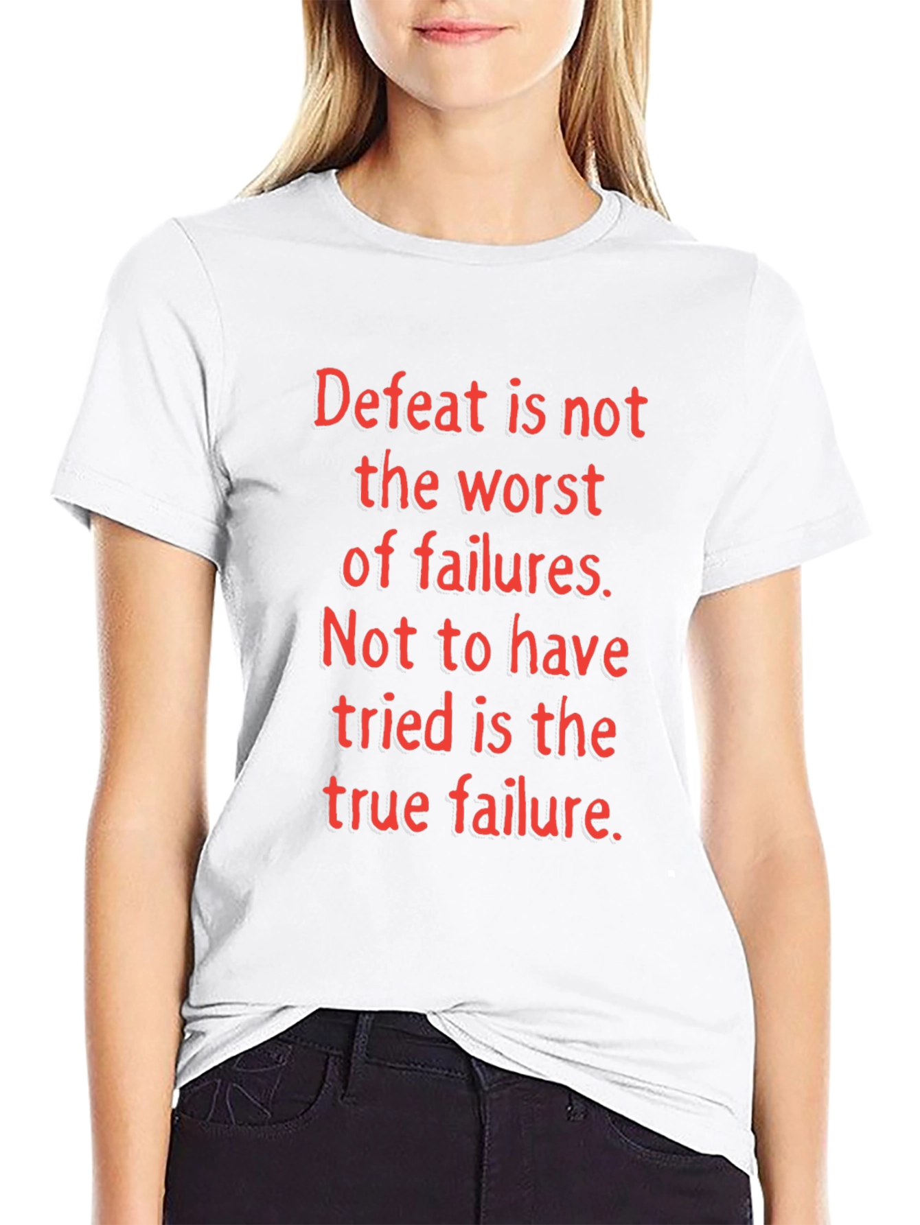 Black Motivational T-Shirt: Defeat is Not the Worst view 9