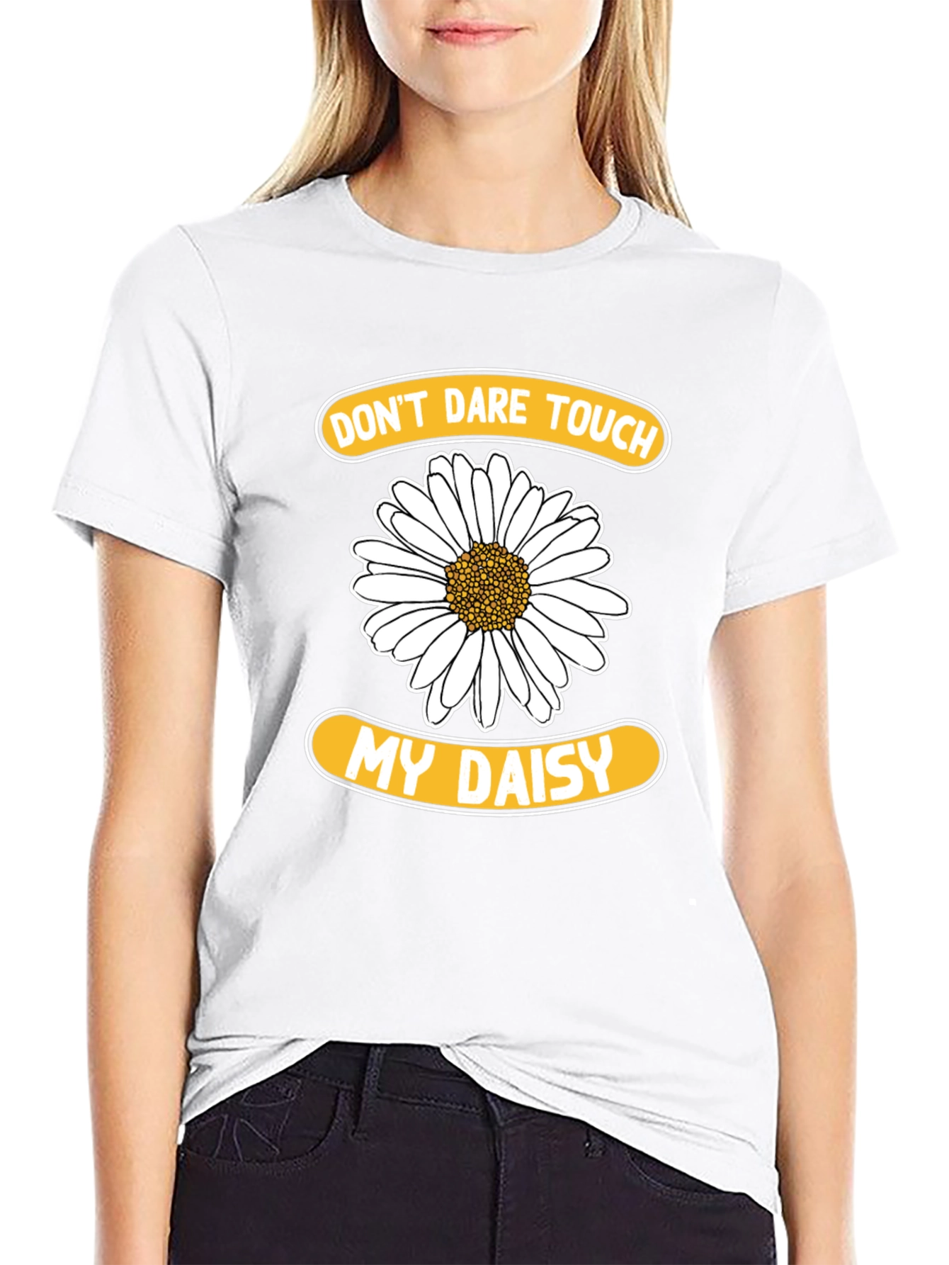 Black Don't Dare Touch My Daisy T-Shirt - Funny Floral Tee view 9