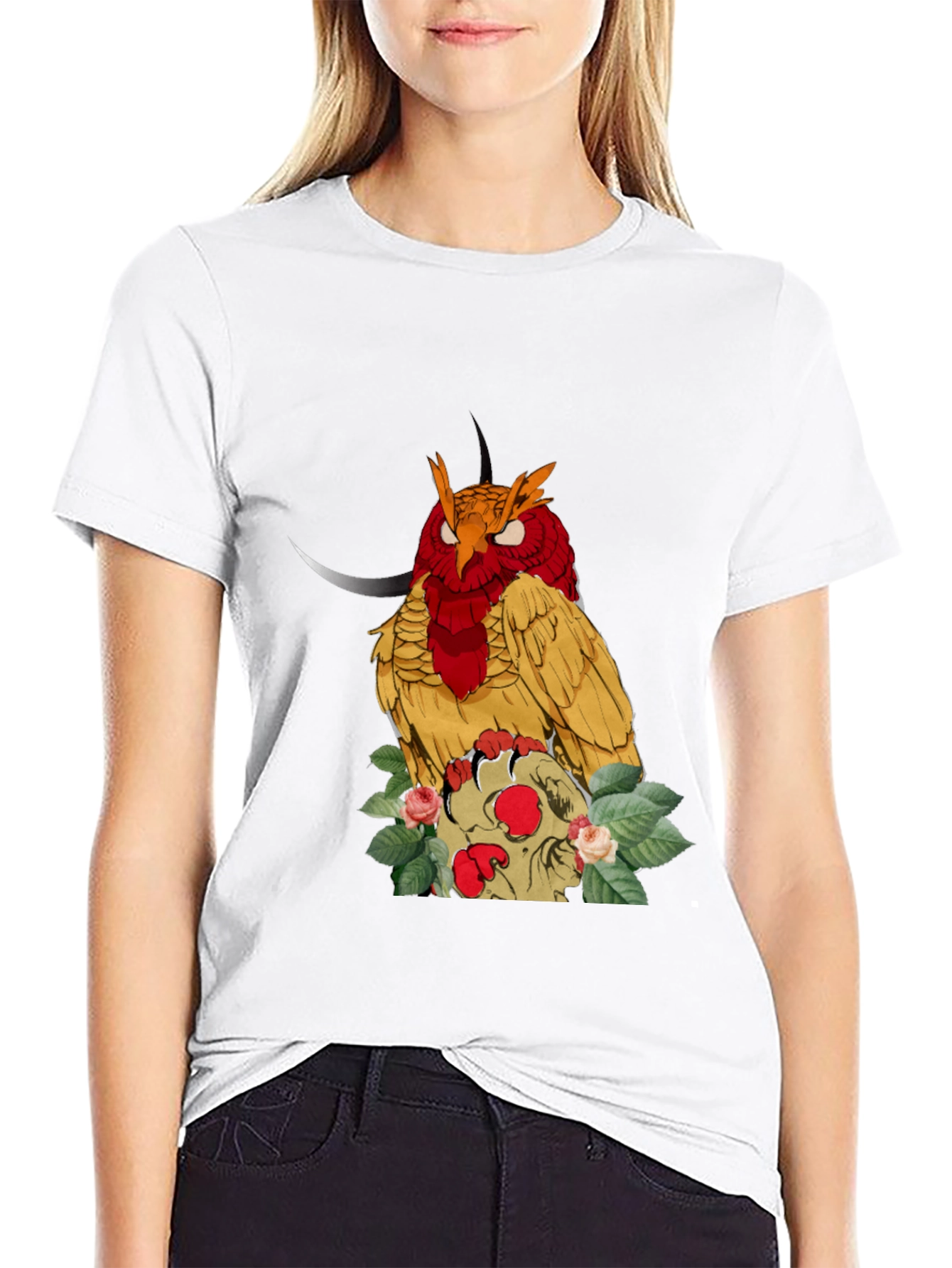 Black Owl and Skull Graphic Tee - Unique Print view 9