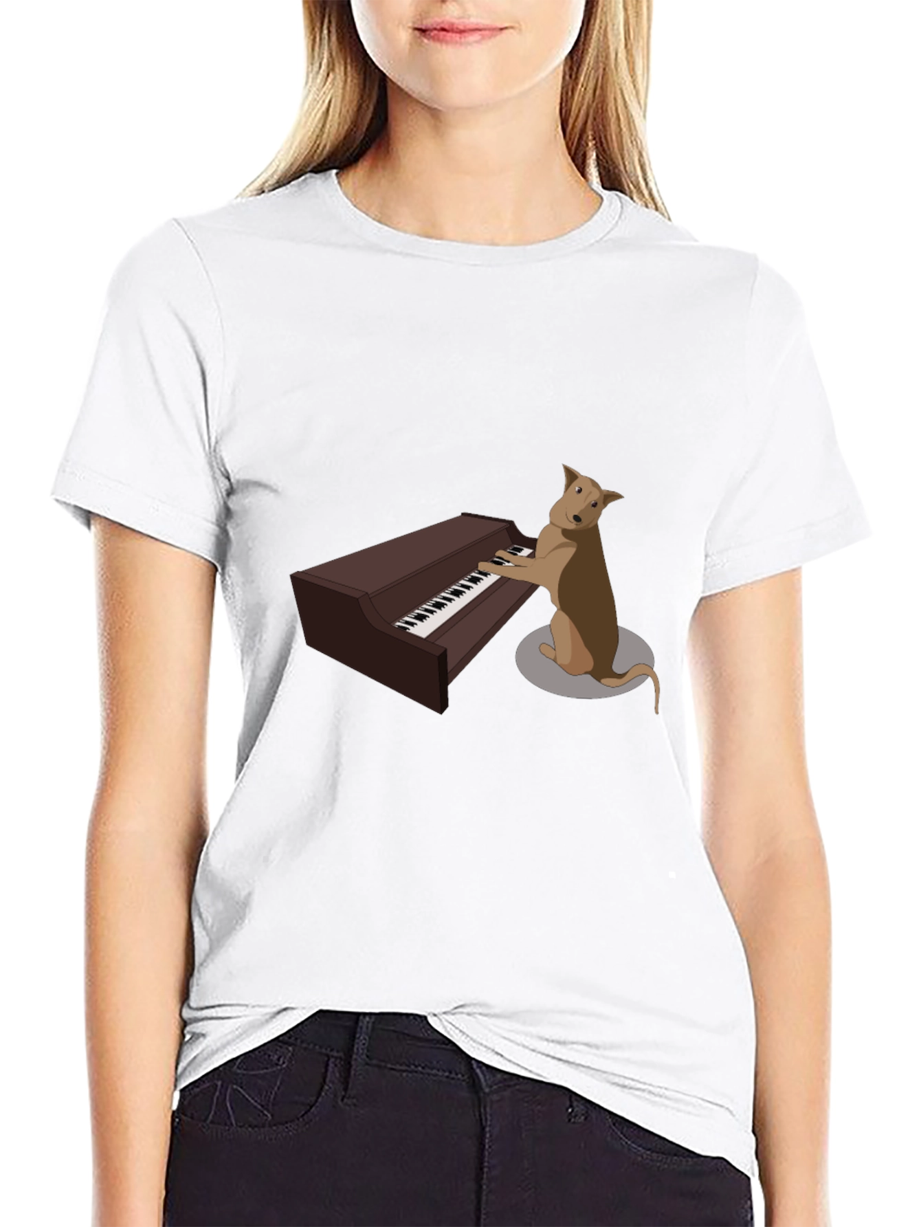 Black Dog Playing Piano T-Shirt - Funny Music Tee view 9