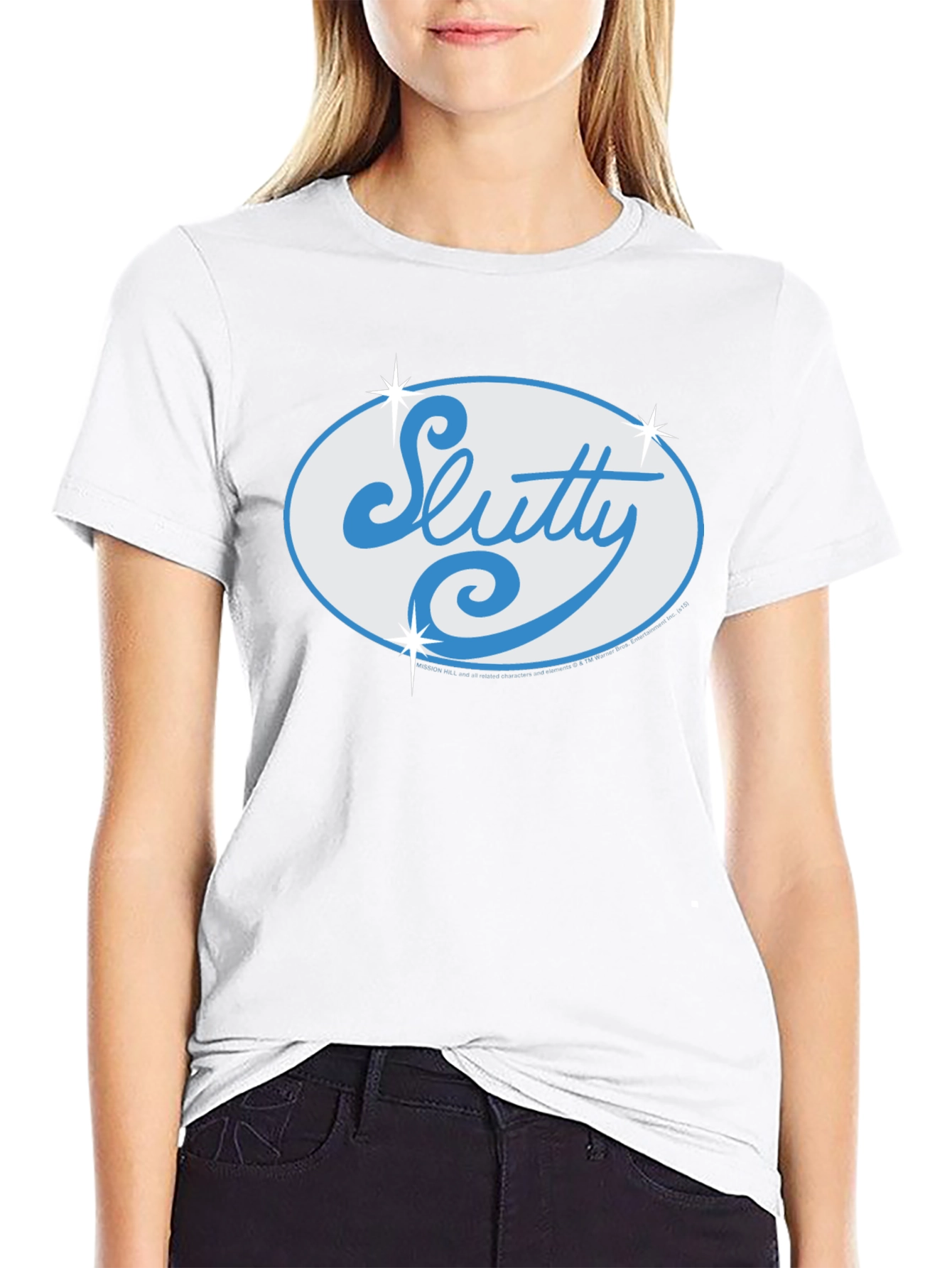 Black Slutty Script Logo Black T-Shirt view 9
