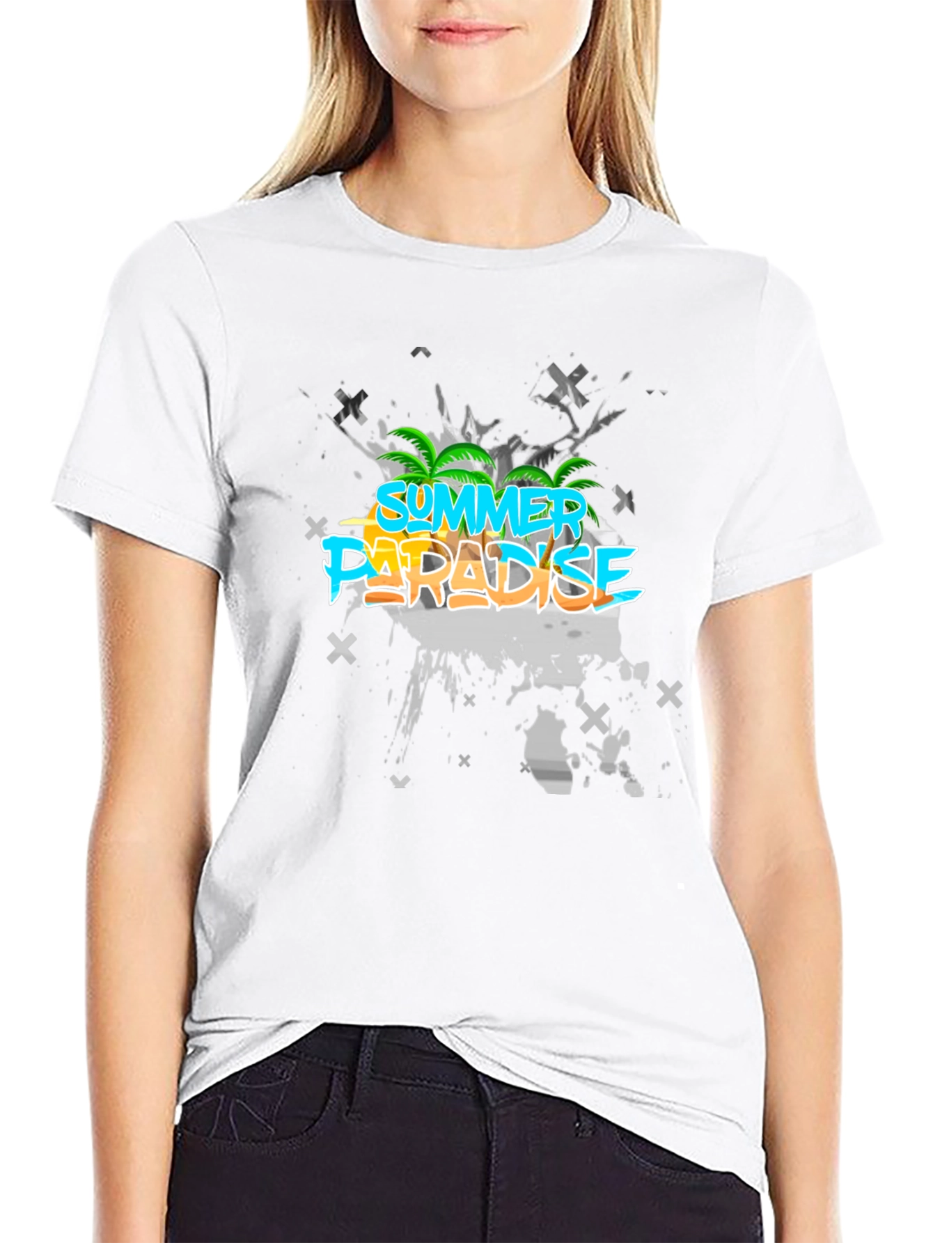 Black Summer Paradise Graphic T-Shirt view 9