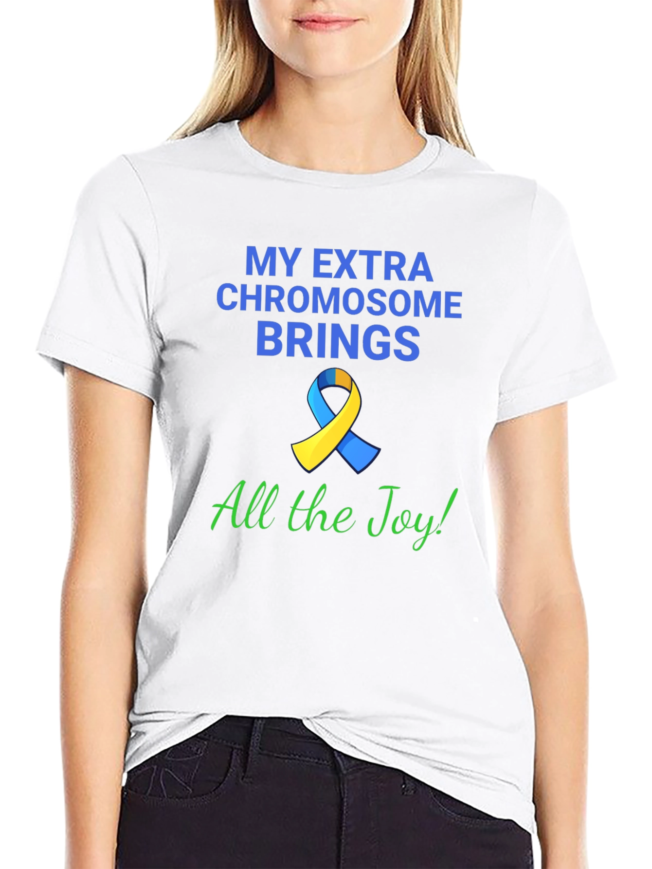 Black Extra Chromosome Brings Joy T-Shirt view 9