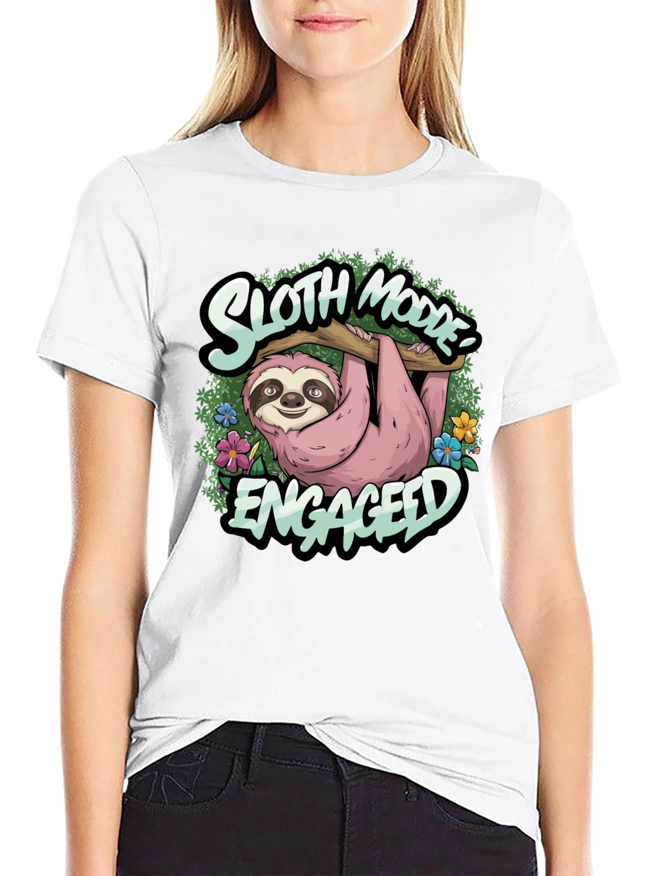 Black Sloth Mode Engaged Tee - Relaxed Casual Wear view 9