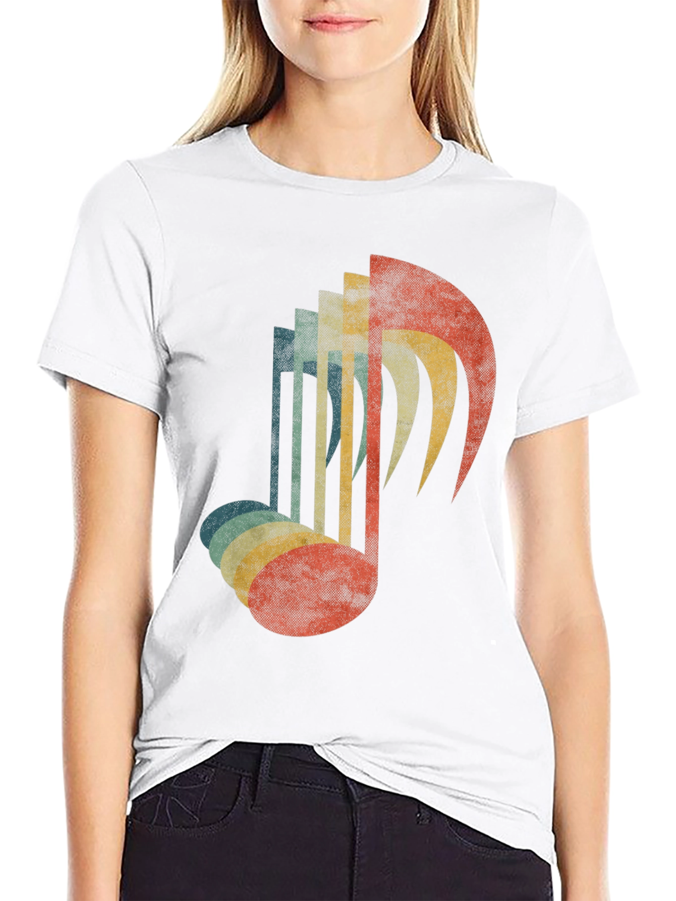 Black Retro Music Note Graphic Tee view 9