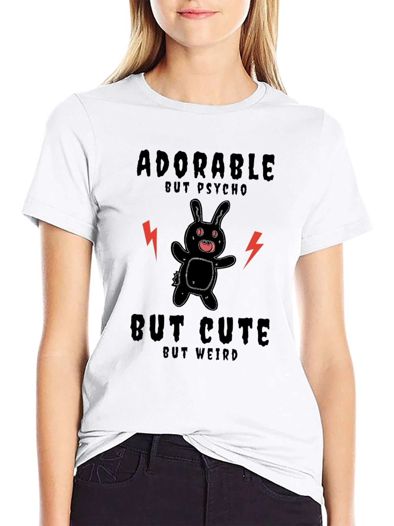 Black Adorable But Psycho Novelty T-Shirt view 9