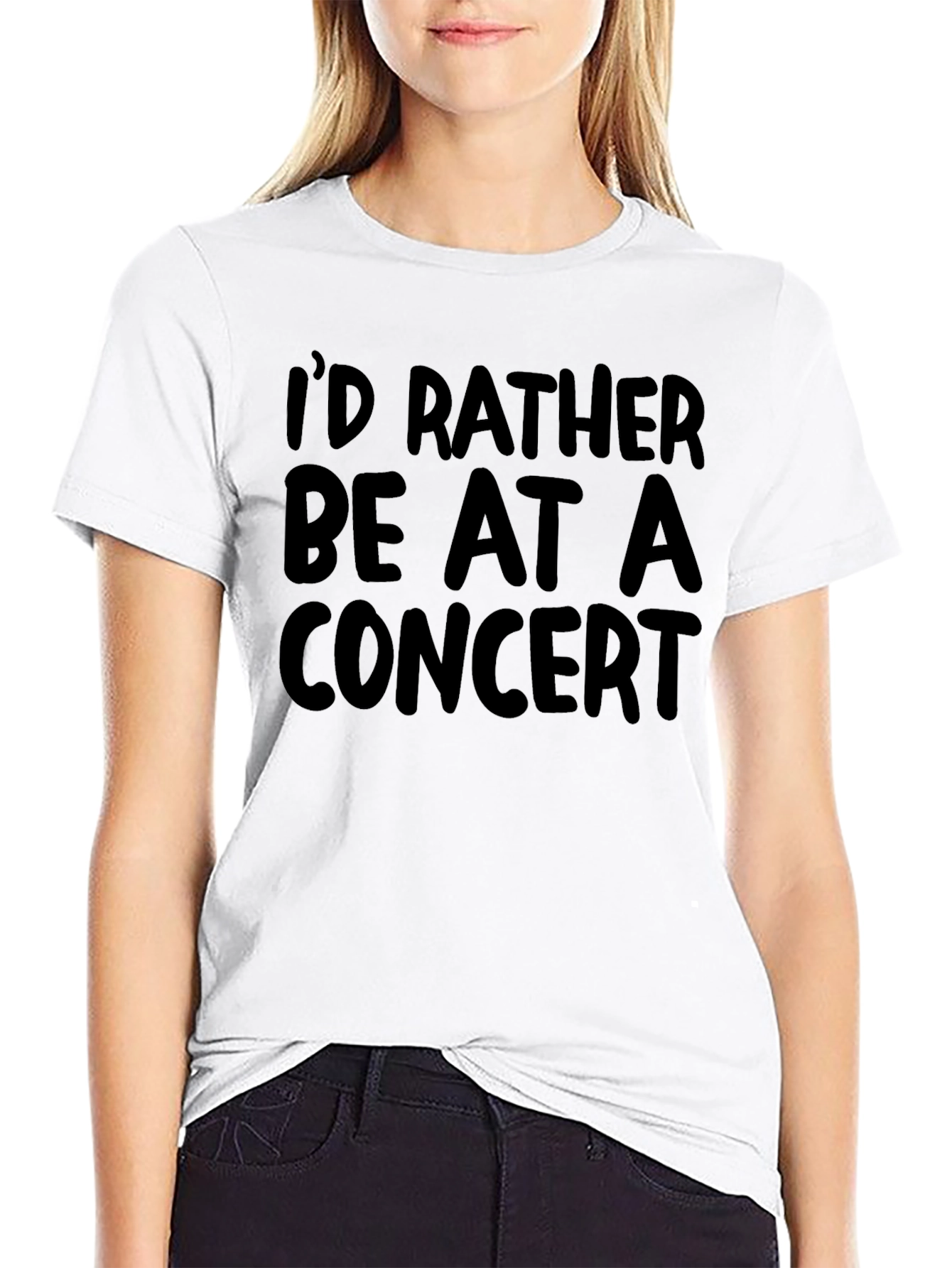 Black Concert Lover T-Shirt - "I'd Rather Be At A Concert" Tee view 9